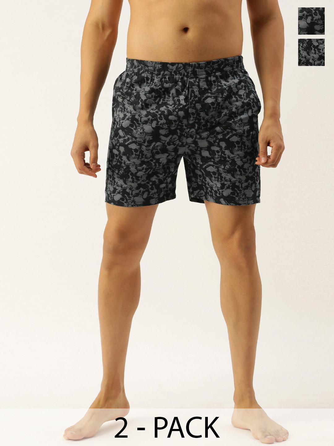 The Indian Garage Co Pack Of 2 Printed Pure Cotton Boxers 13466994-1-13466996