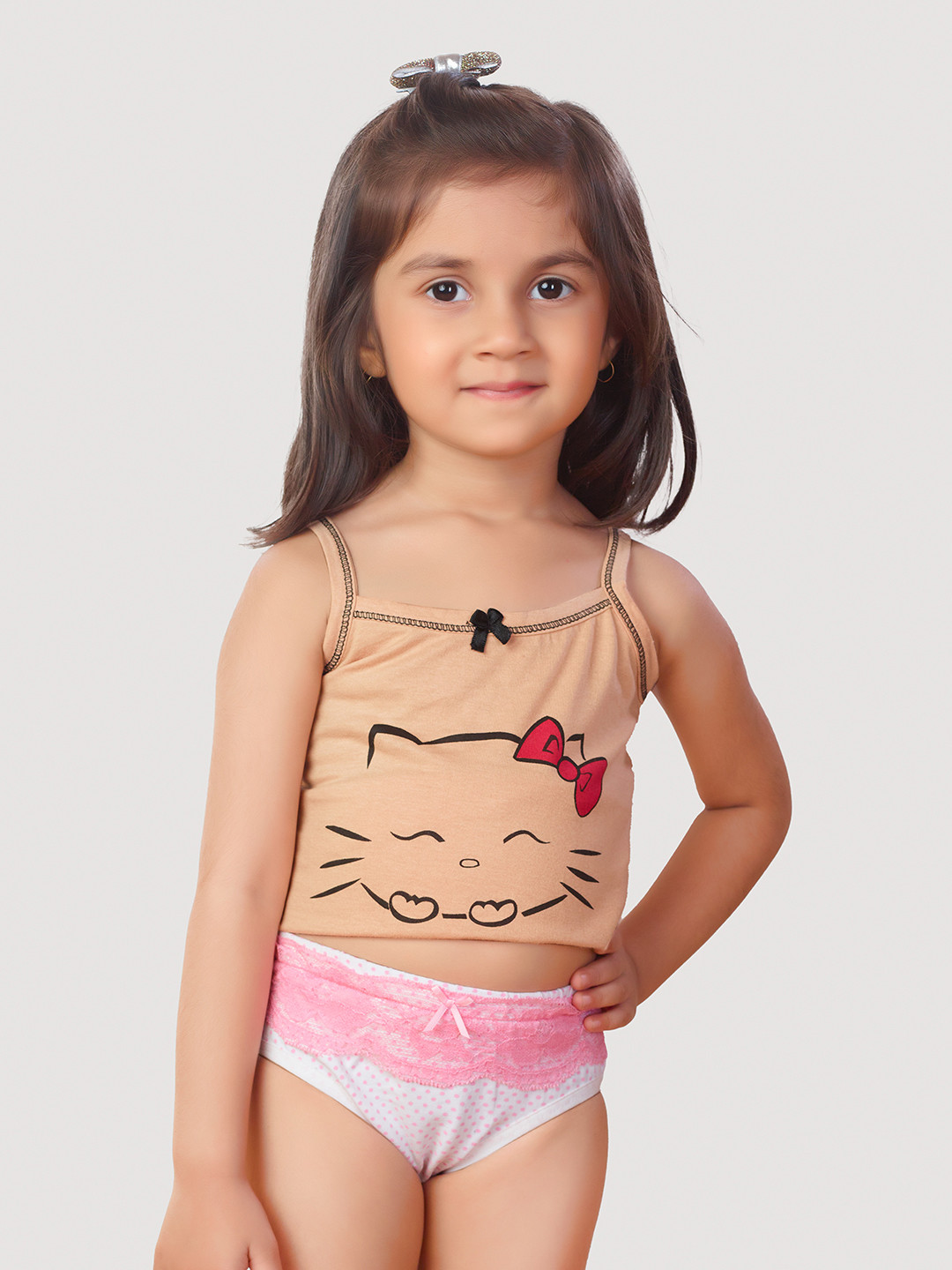 inner amour Girls Pack Of 3 Assorted Pure Cotton Hipster Briefs 10413-1-2Y