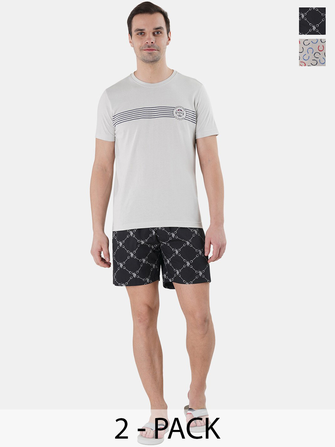 U.S. Polo Assn. Pack Of 2 Printed Pure Cotton Boxers 22596642-1-22596652-1