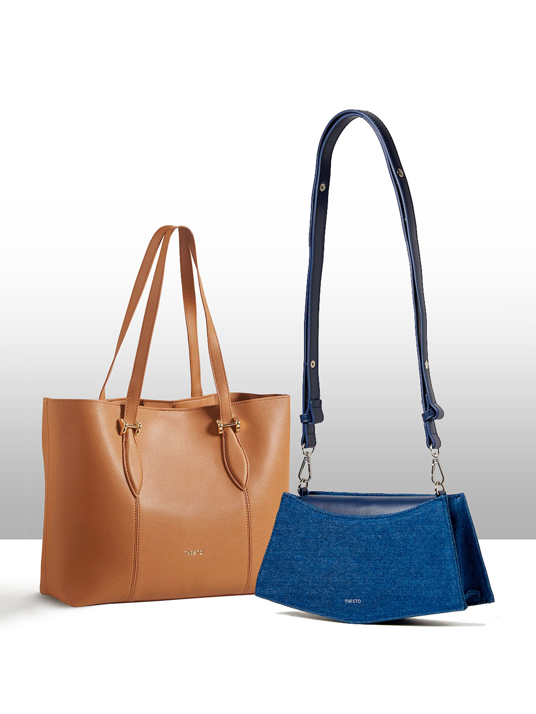 THESTO Pack Of 2 PU Structured Shoulder Bag