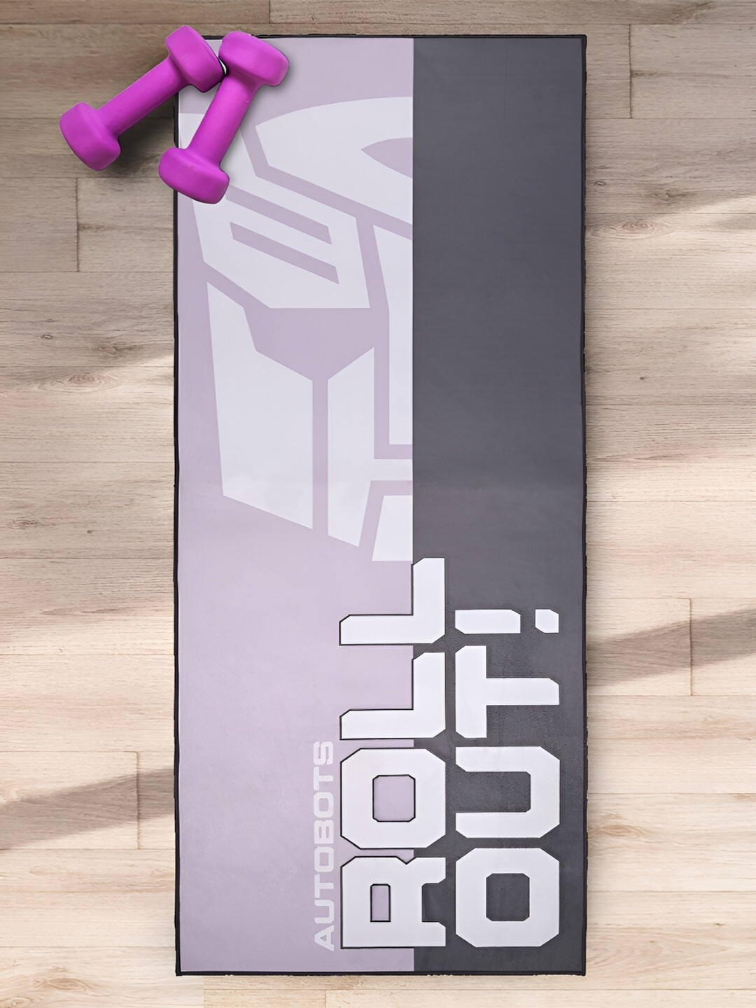 Saral Home Grey & Pink Printed Rectangular Anti-Skid Yoga Mat