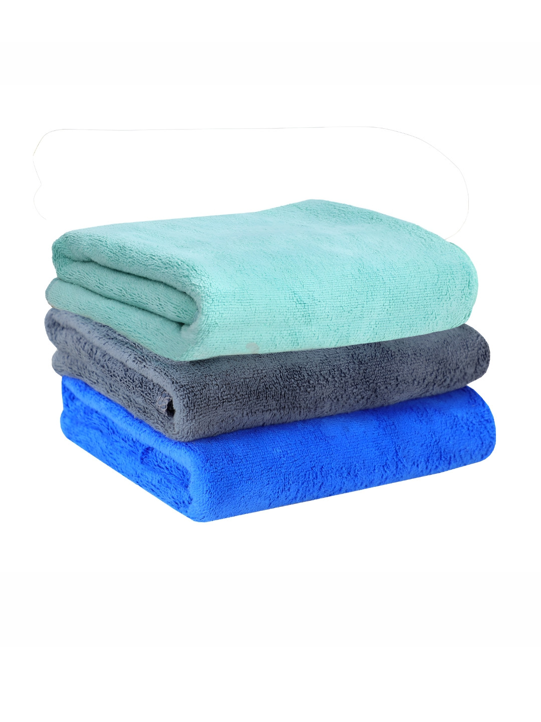 Yellow Weaves Grey & Green 3 Pieces 400 GSM Quick-Dry Hand Towels