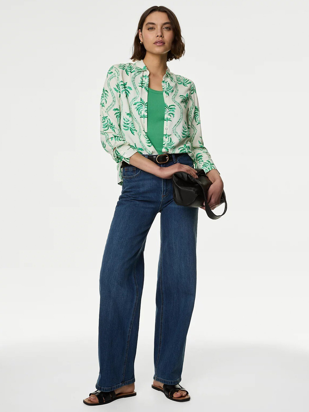 Marks & Spencer Floral Printed Collared Casual Shirt