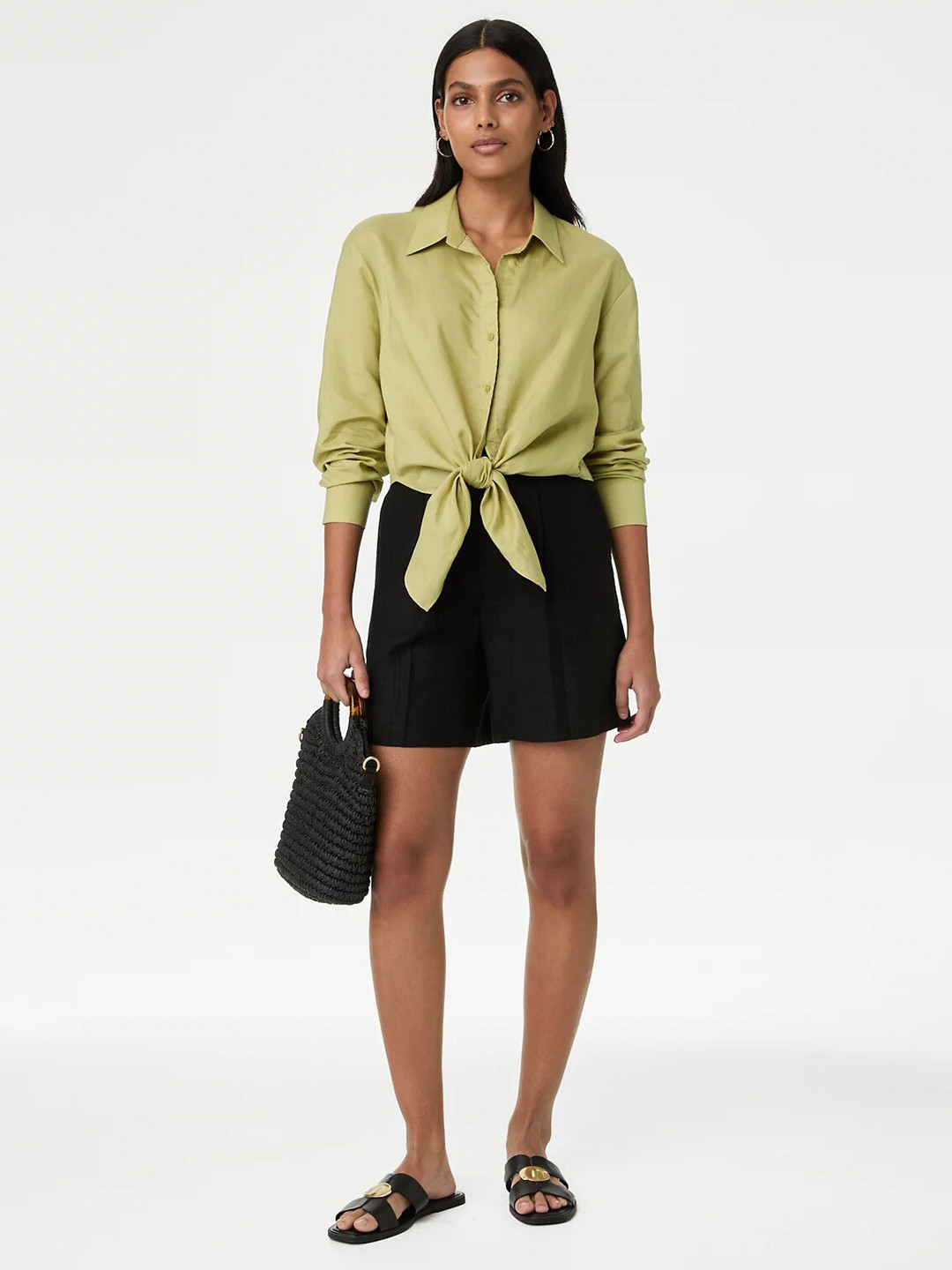 Marks & Spencer Long Sleeves Tie Front Casual Shirt