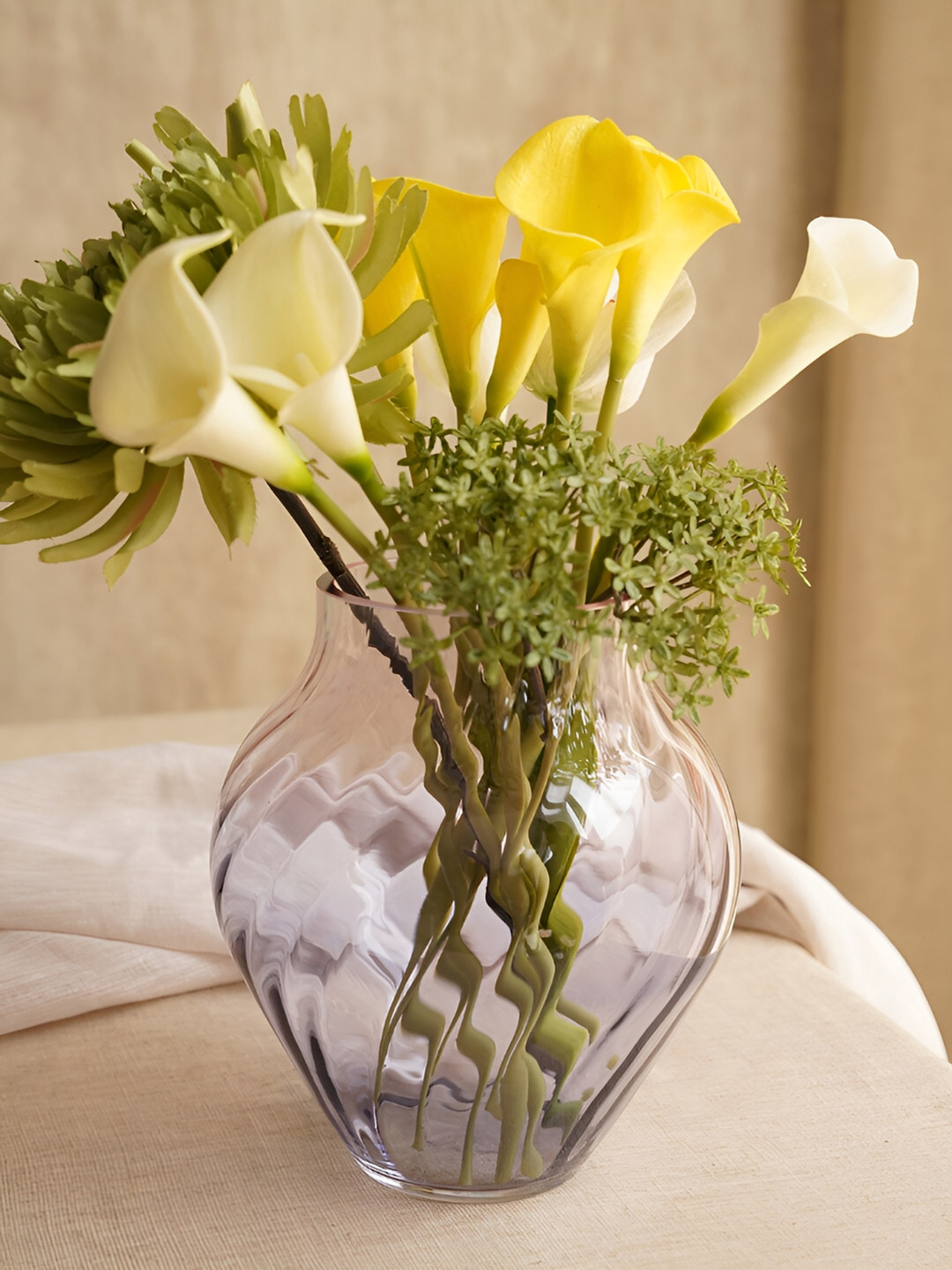 Pure Home and Living Purple & Pink Ombre Swirl Textured Glass Vase