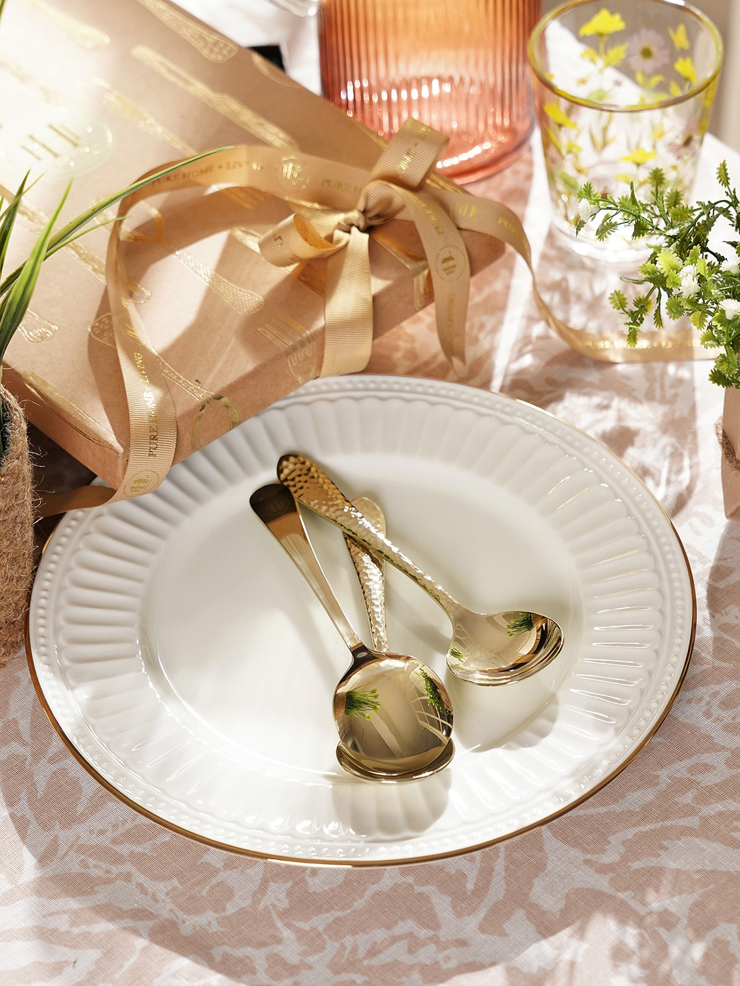 Pure Home and Living Gold Toned 6 Pieces Stainless Steel Soup Spoons