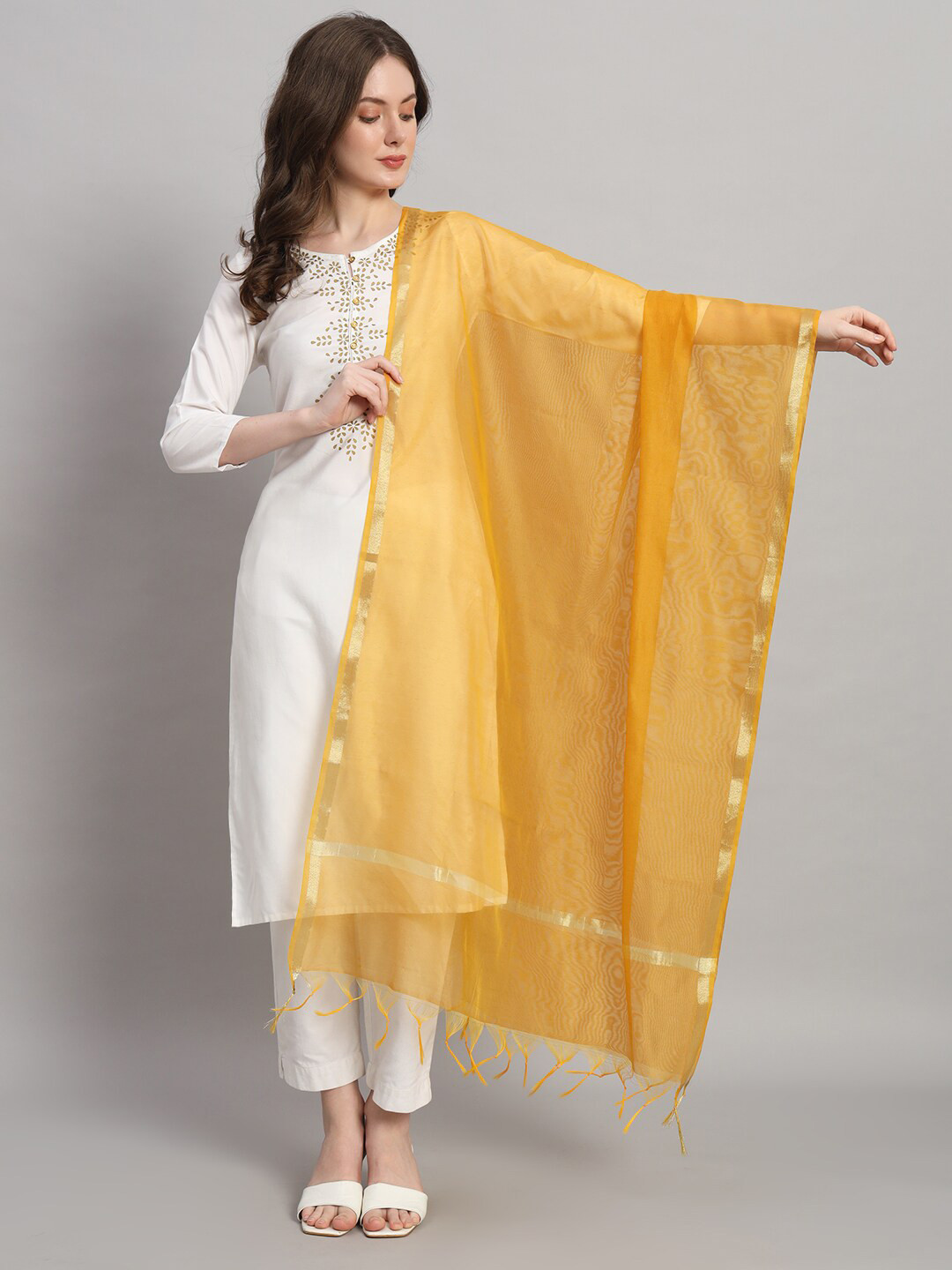 HANDICRAFT PALACE Zari Chanderi Silk Dupatta