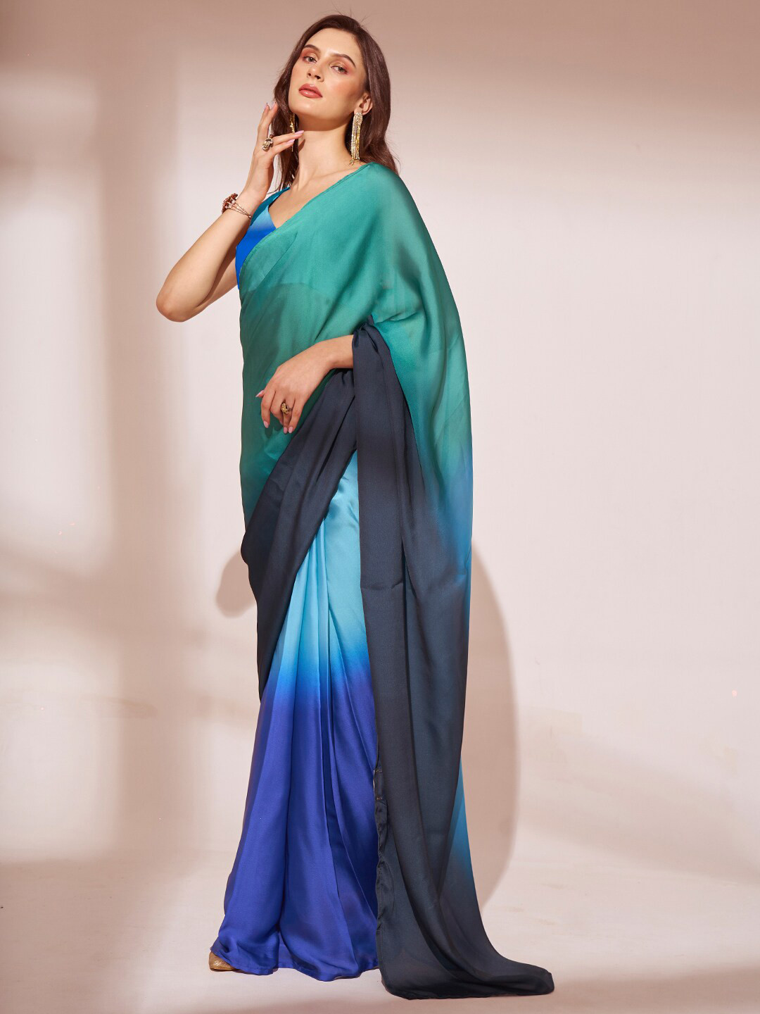 Ishin Ombre Satin Saree