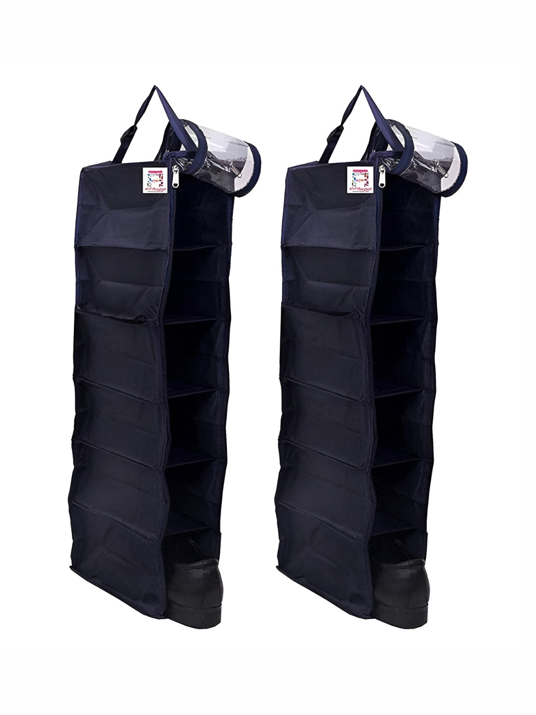 atorakushon Black 2 Pieces Reusable Hanging Shoe Storage Bag Organisers