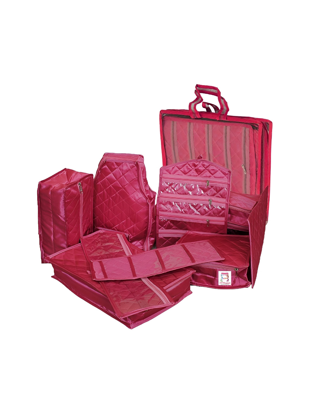 atorakushon Pink 11 Pieces Clothes Storage Bags Wardrobe Organisers