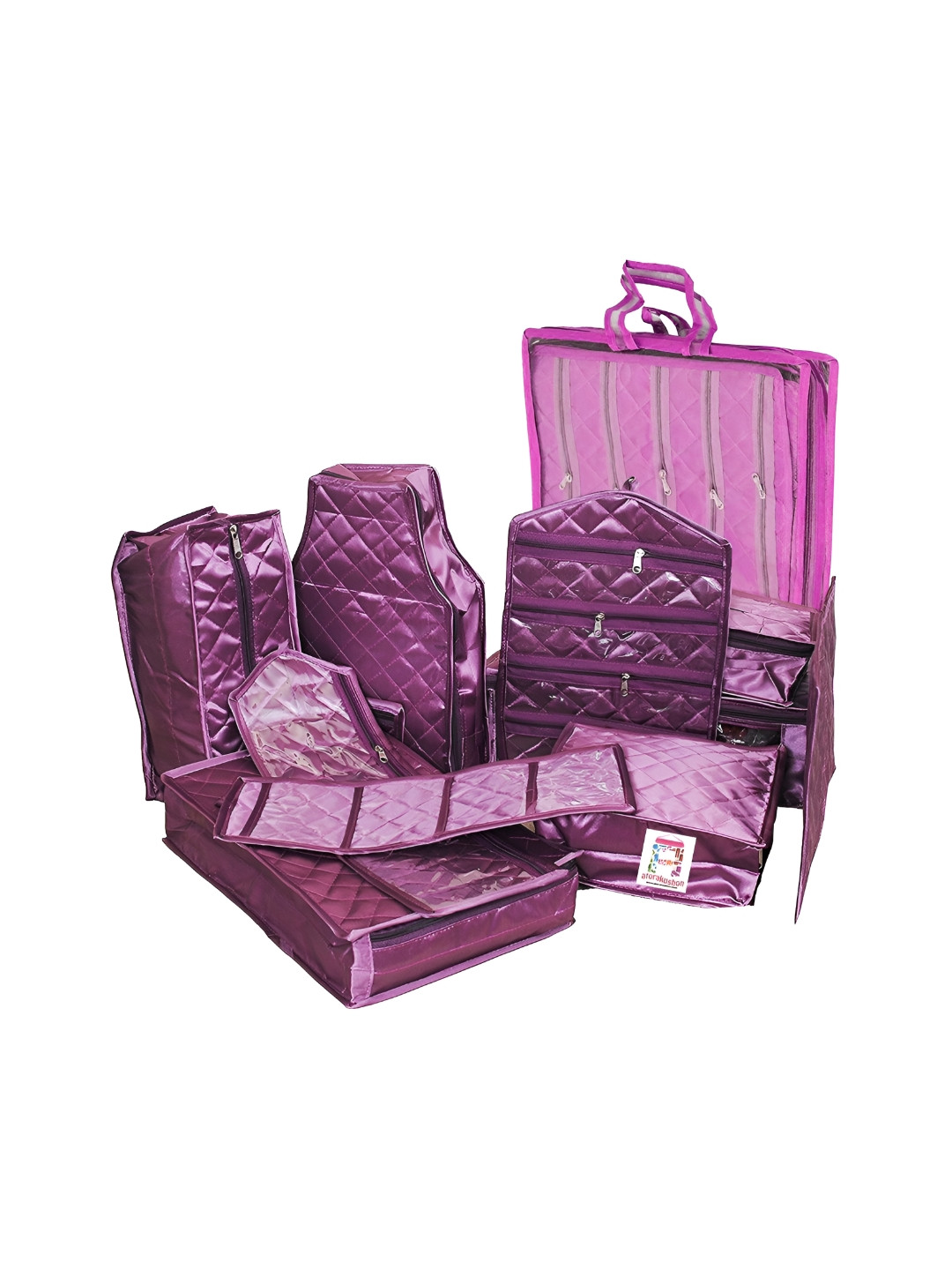 atorakushon Purple 11 Pieces Clothes Storage Bags Wardrobe Organisers