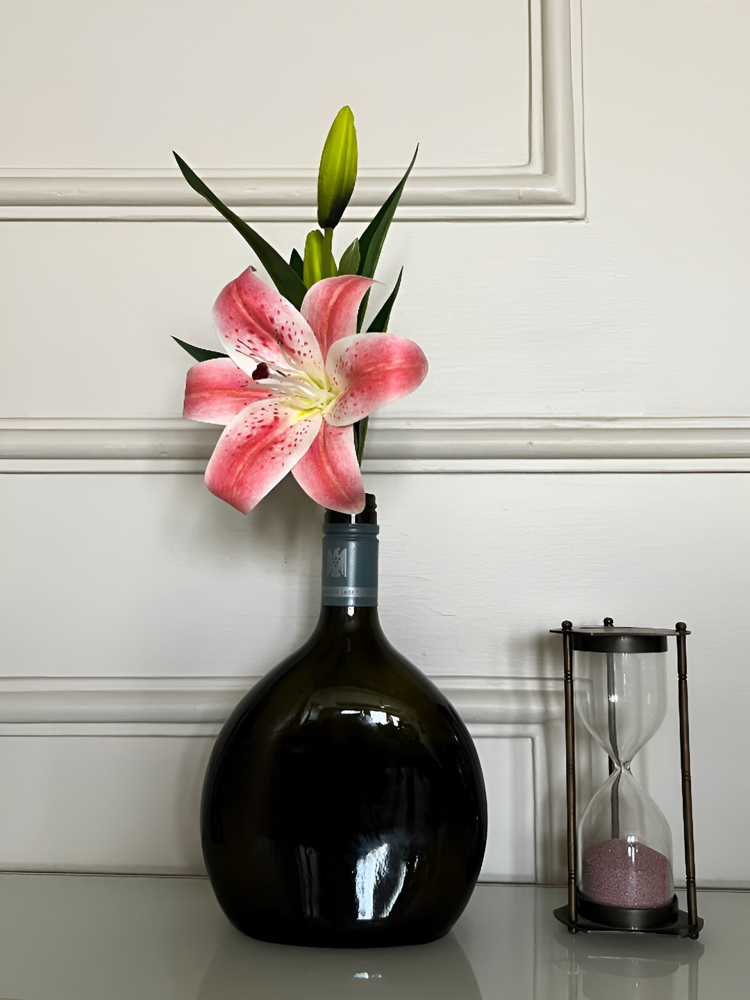 Blooming Floret Pink & White Lily Artificial Flower
