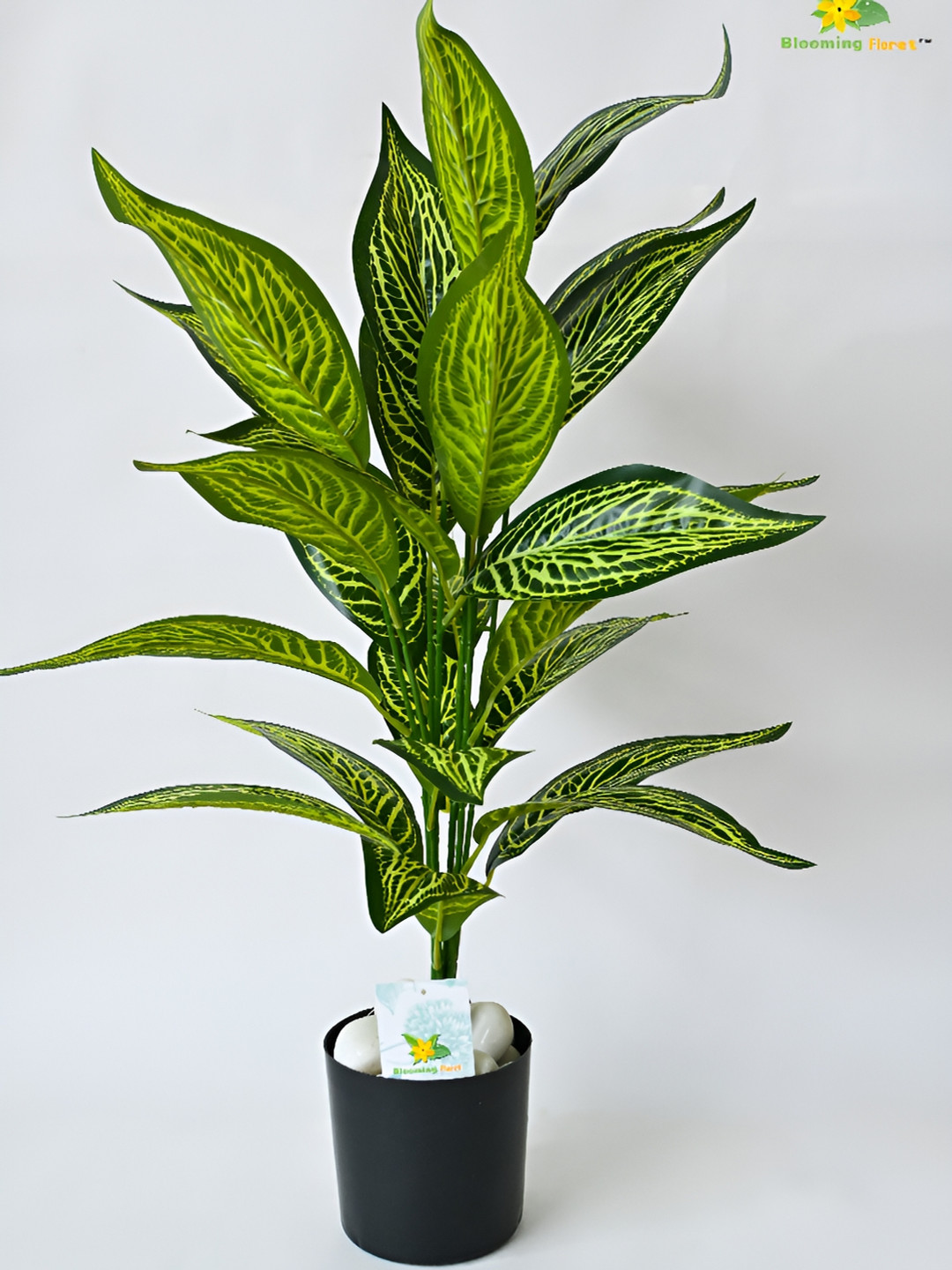 Blooming Floret Green Croton Artificial Plant With Pot