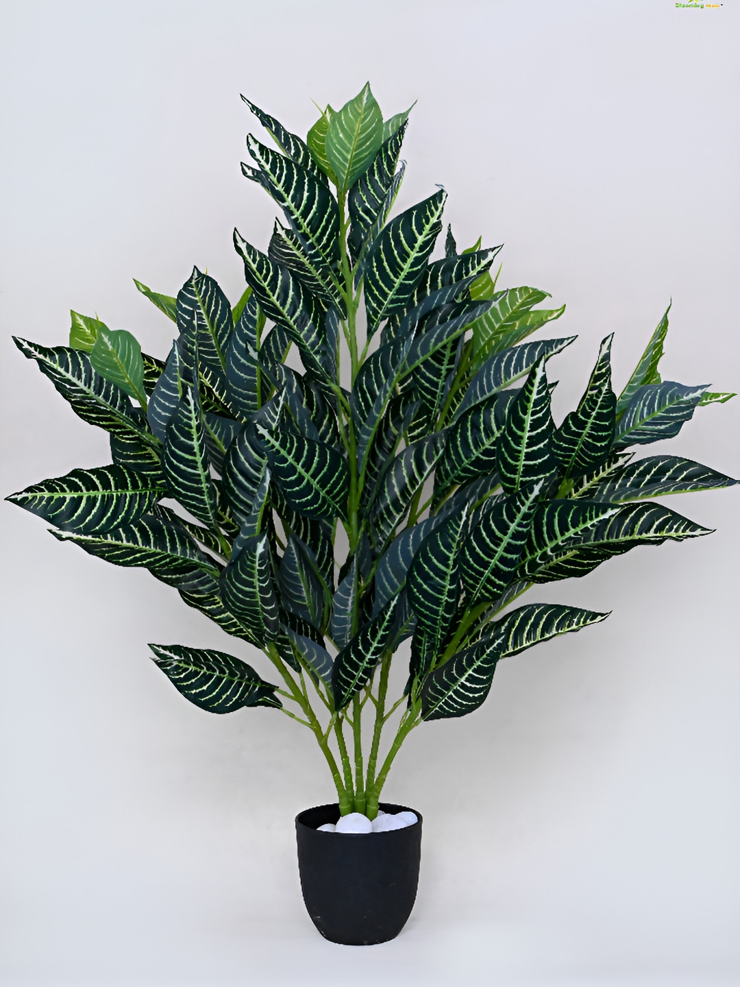 Blooming Floret Green Veined Croton Artificial Plant With Pot
