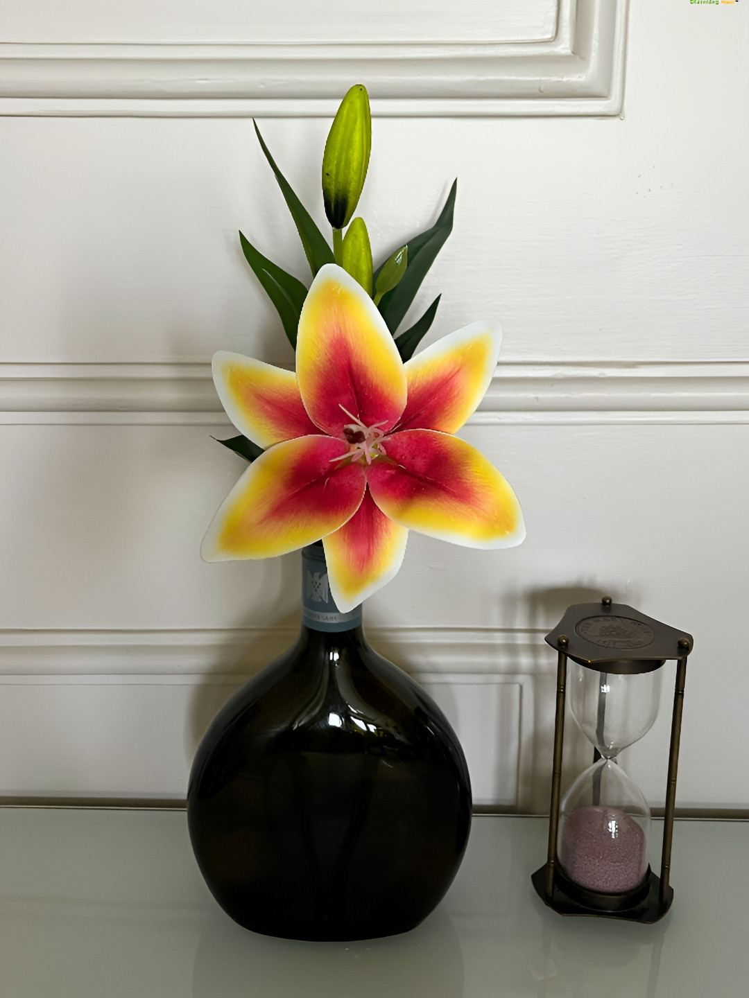 Blooming Floret Yellow & Green Lily Artificial Flower