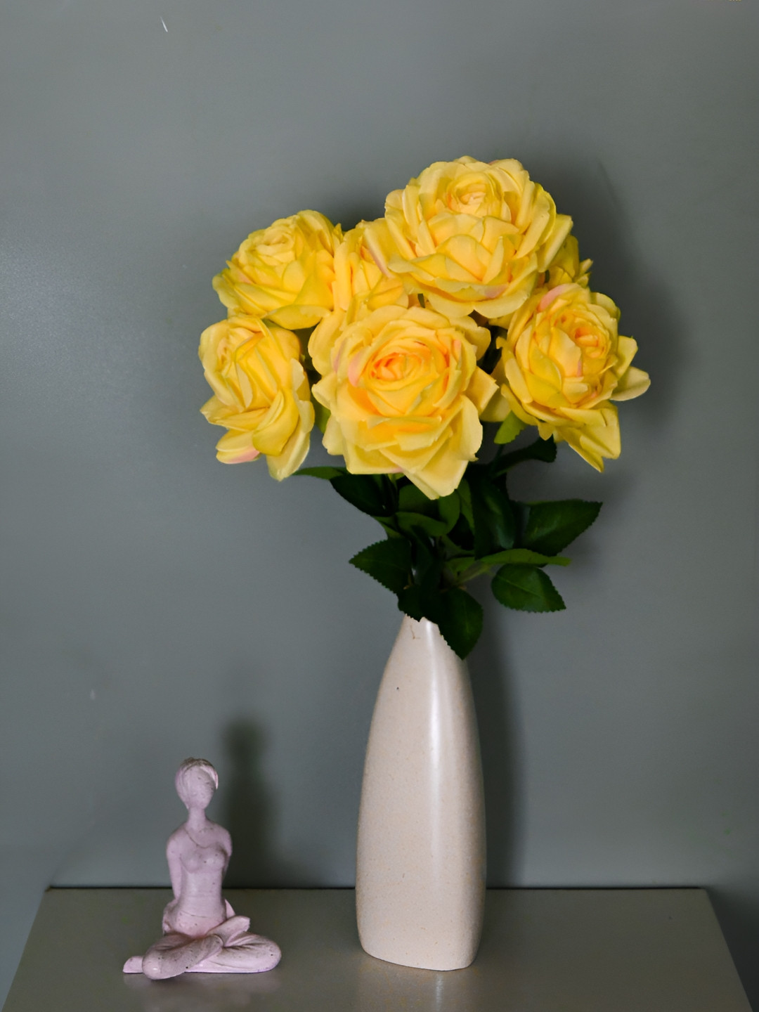 Blooming Floret Yellow & Green Rose Artificial Flower
