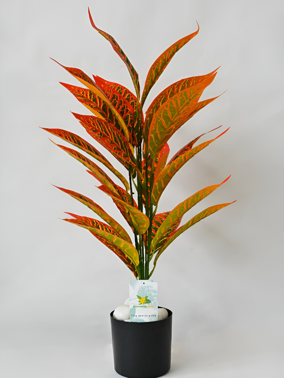 Blooming Floret Green & Orange Artificial Plant With Pot
