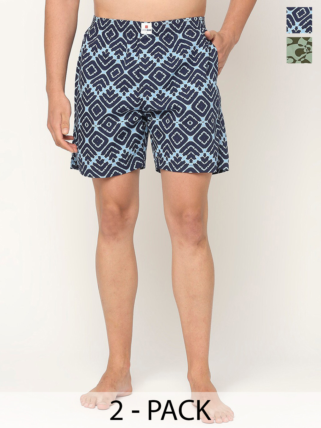 UnderJeans by Spykar Men Pack Of 2 Printed Cotton Boxers 22366500-1-22366494-1