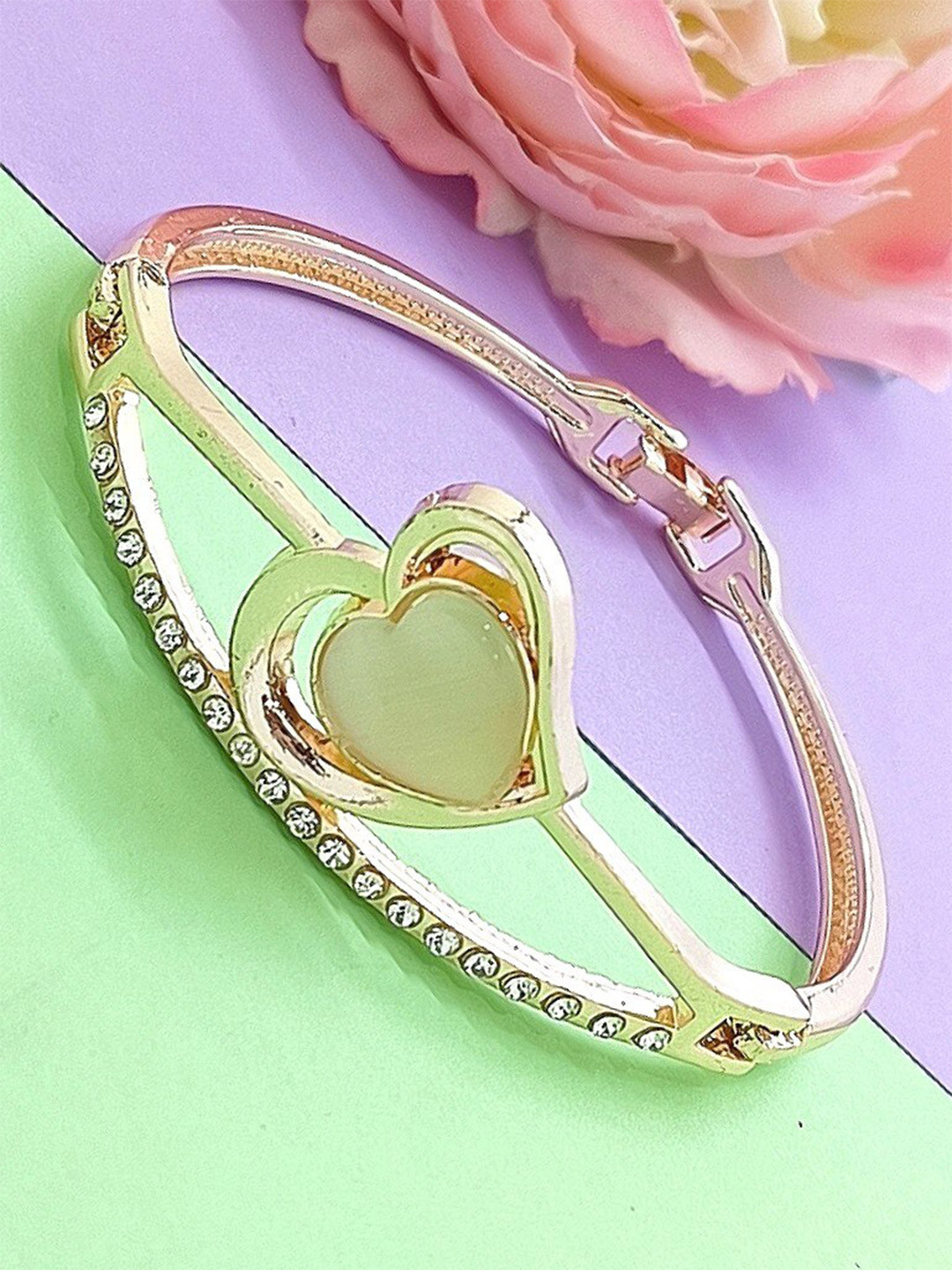 FEMMIBELLA Rose Gold Plated Artificial Stones Wraparound Bracelet