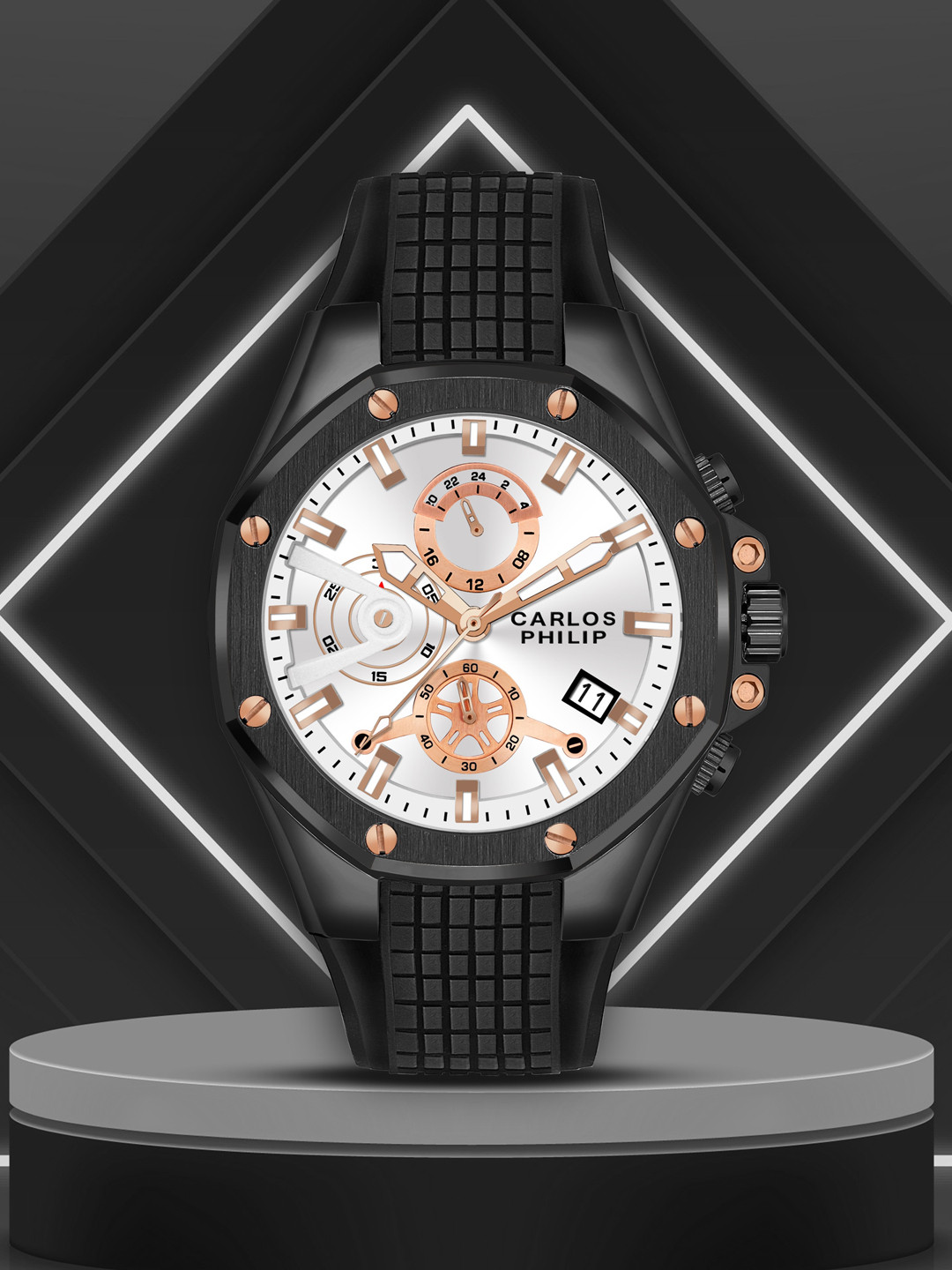 CARLOS PHILIP Men Brass Embellished Dial Analogue Watch Navigator Series 03357A - 5