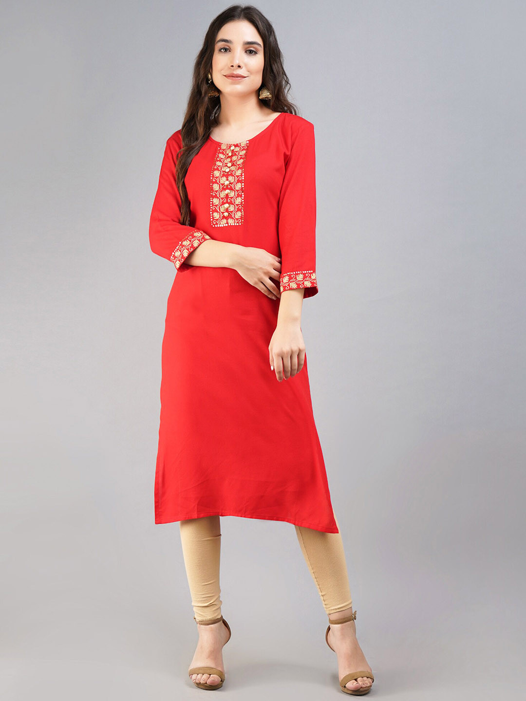 SHOOLIN Geometric Yoke Design Sequined Straight Kurta