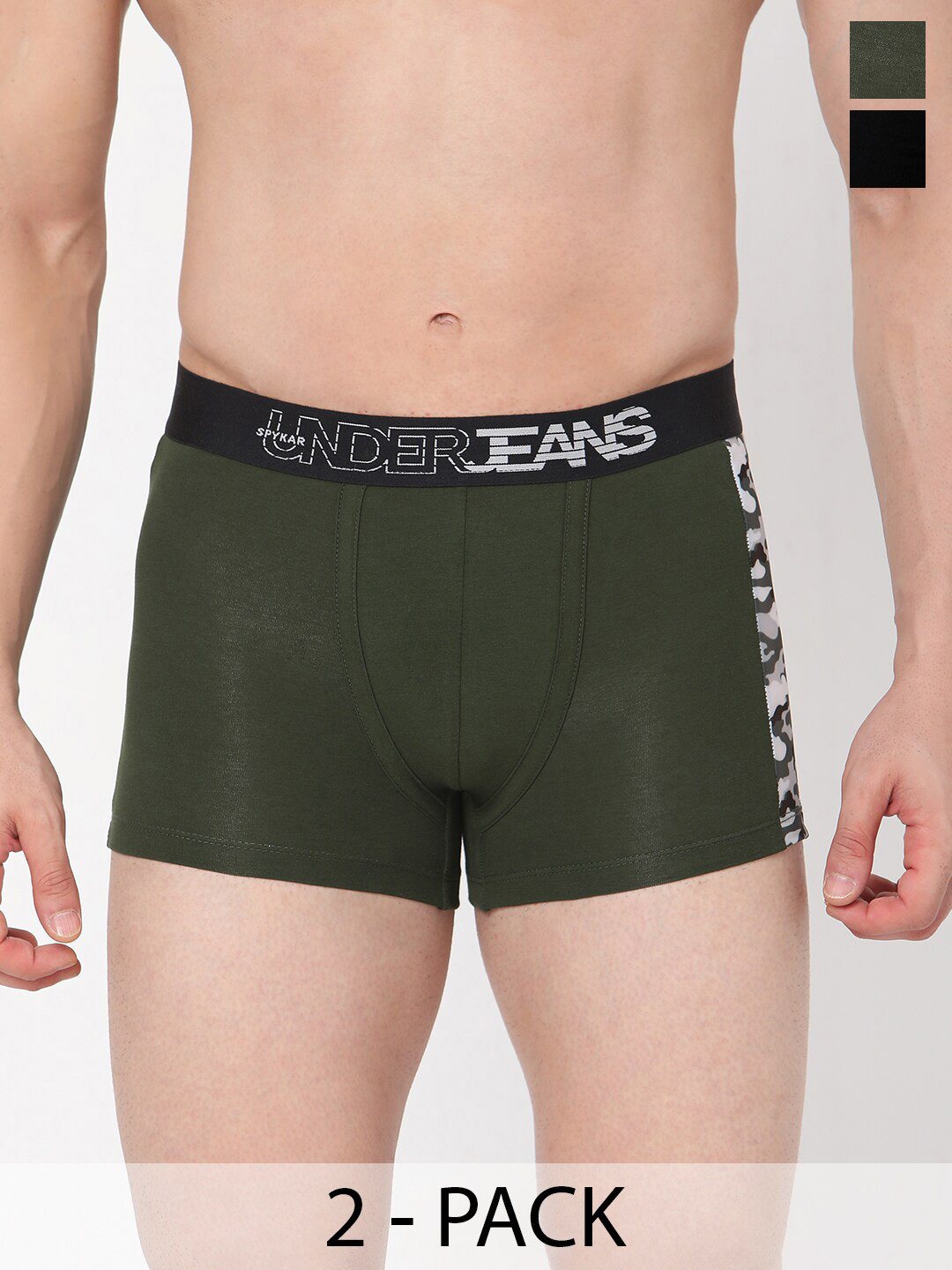 UnderJeans by Spykar Pack Of 2 Mid Rise Trunks 16864054-1-16864072-1