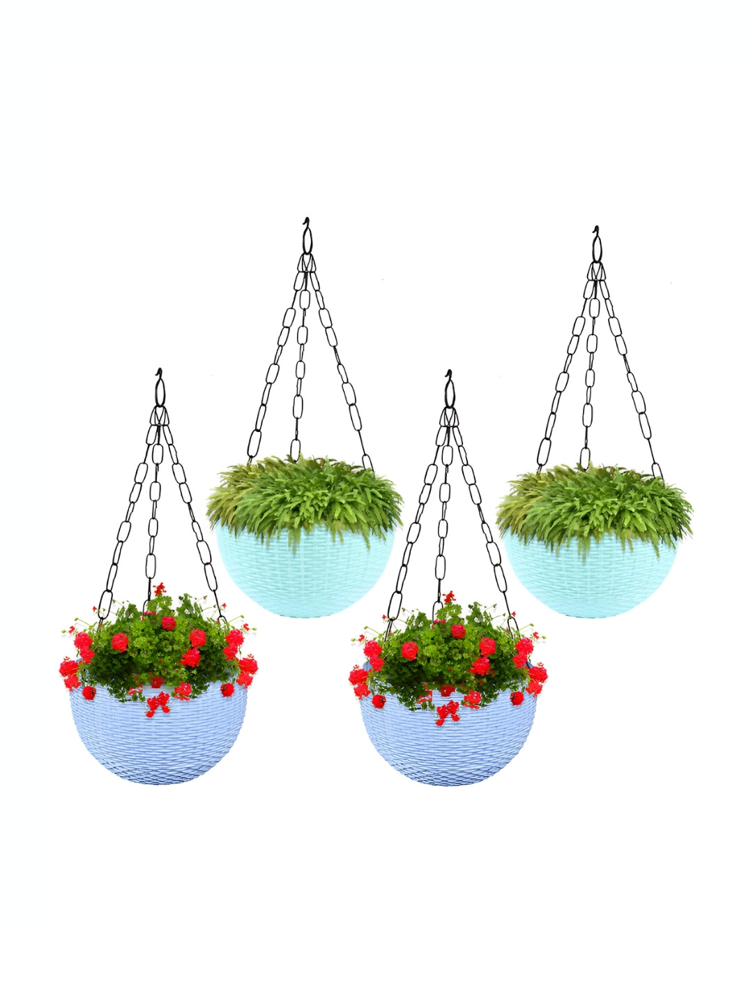 Kuber Industries Green & Blue 4 Pieces Hanging Planters