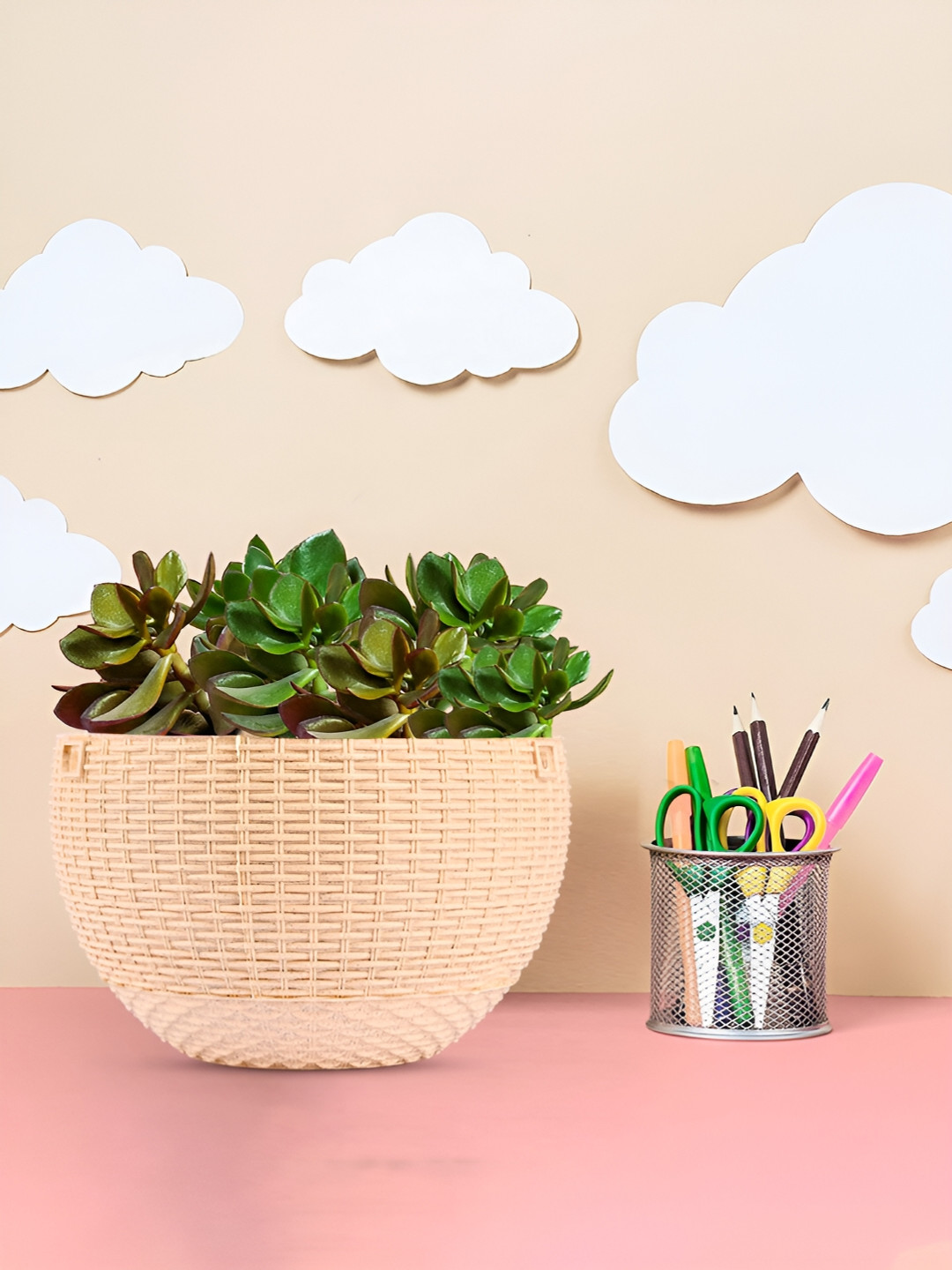 Kuber Industries Marble Euro 12 Pieces Green & Beige Hanging Planters