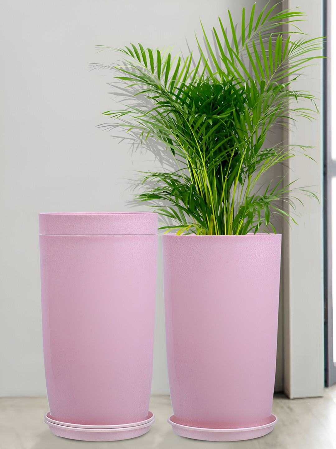 Kuber Industries Marble Emerald Pink 3 Pieces Planters with Tray