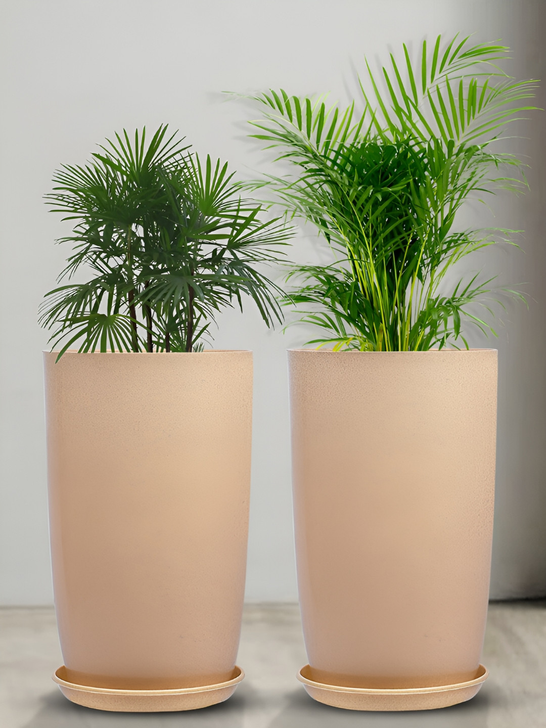 Kuber Industries 2 Pcs Flower Plant Pot with Plate 18 Inch Polymers Home Office Planter