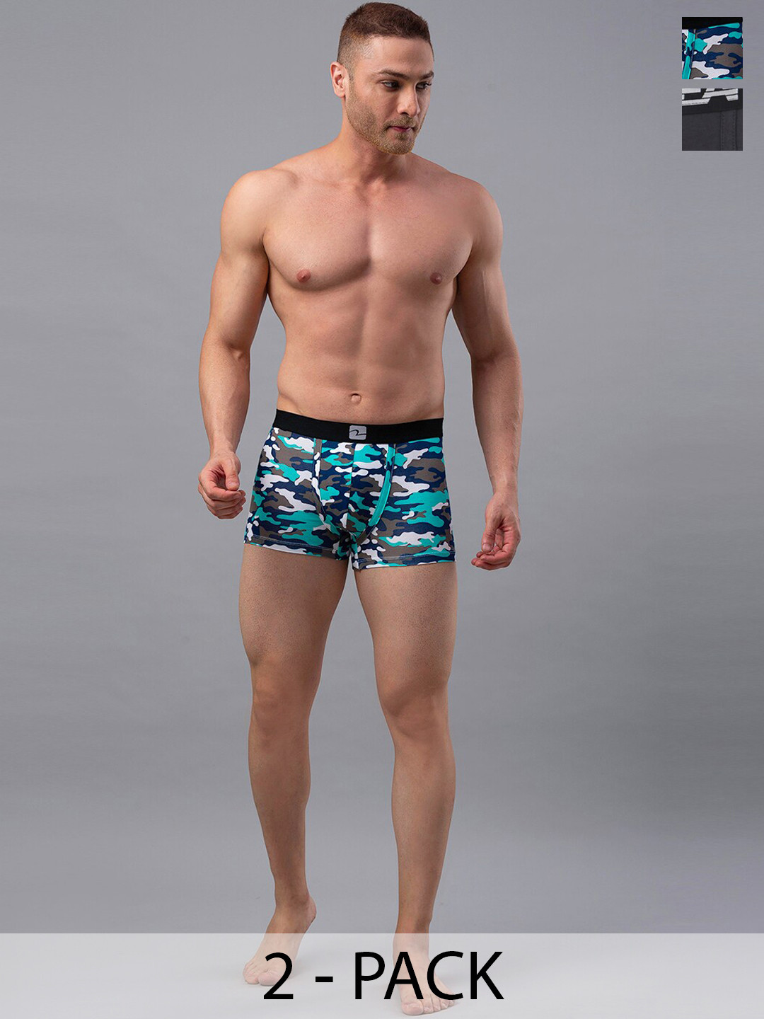 UnderJeans by Spykar Pack Of 2 Outer Elastic Trunk 16864208-1-16864118-1