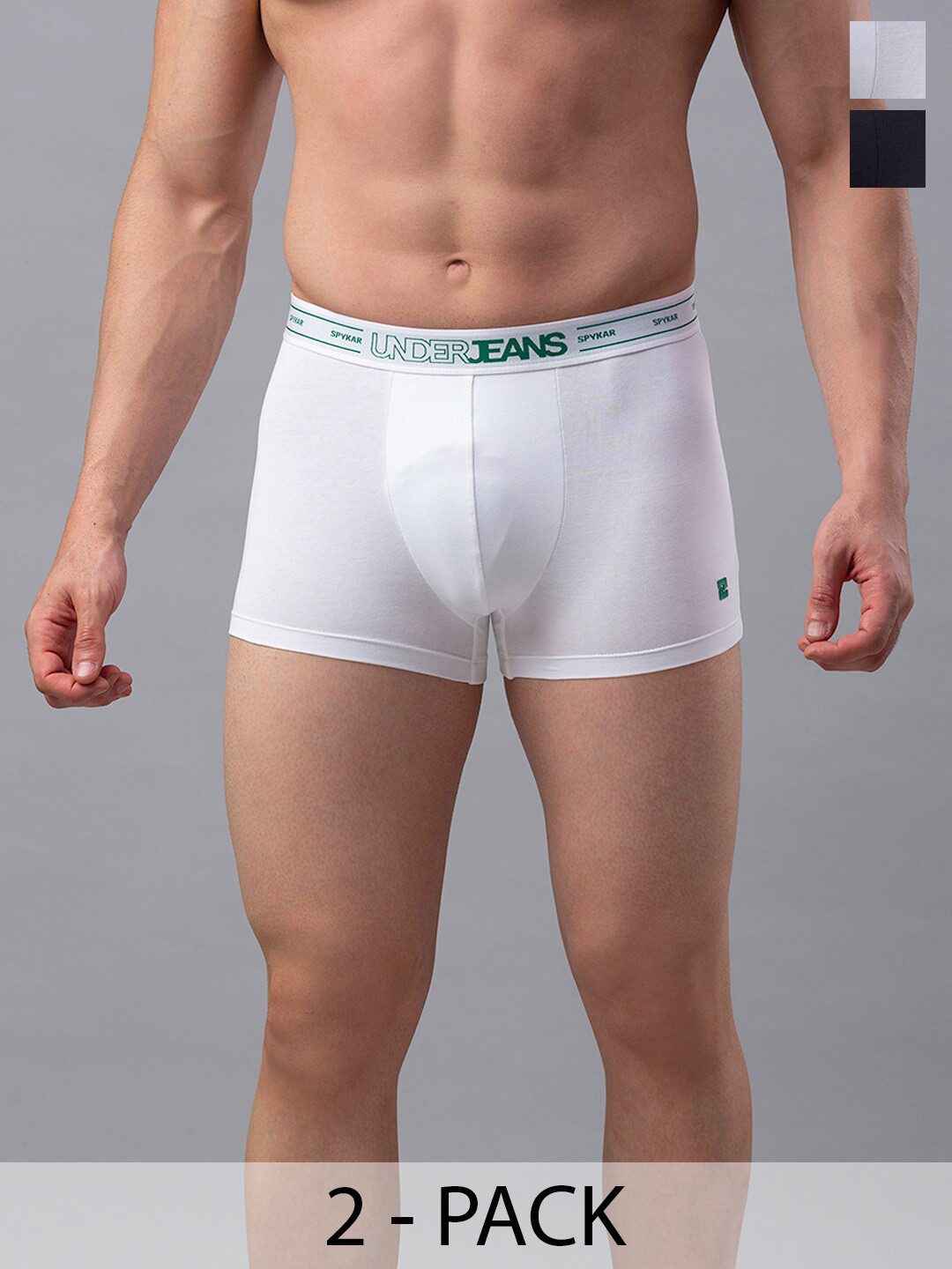 UnderJeans by Spykar Pack Of 2 Mid-Rise Trunk 16864120-1-16864218