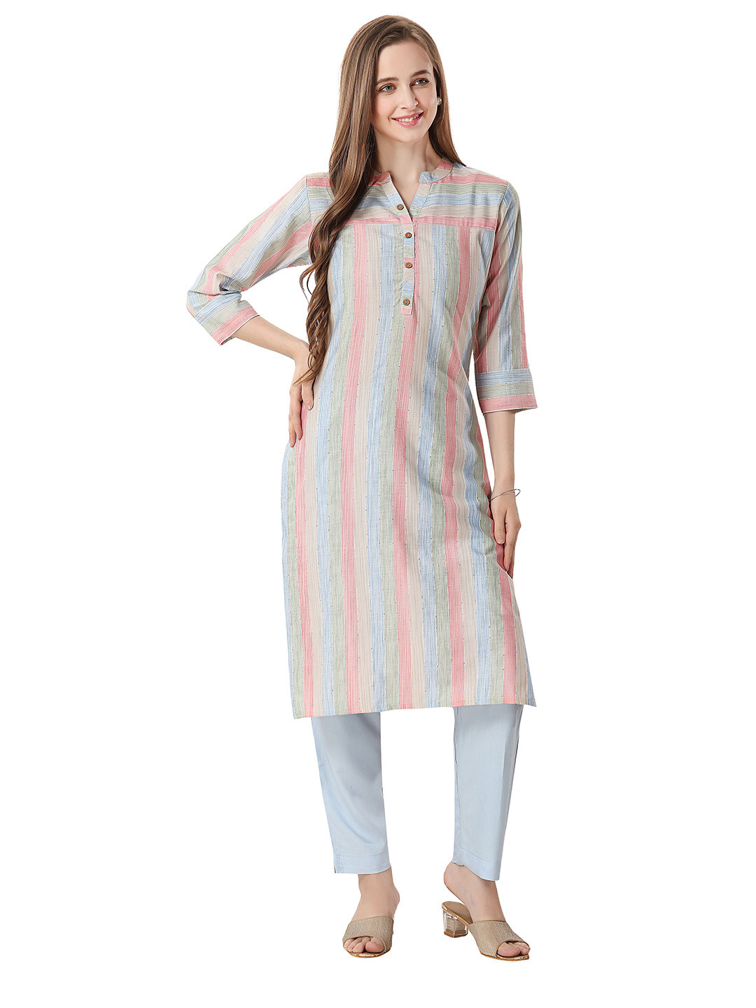 keshubaba Striped Long Kurta