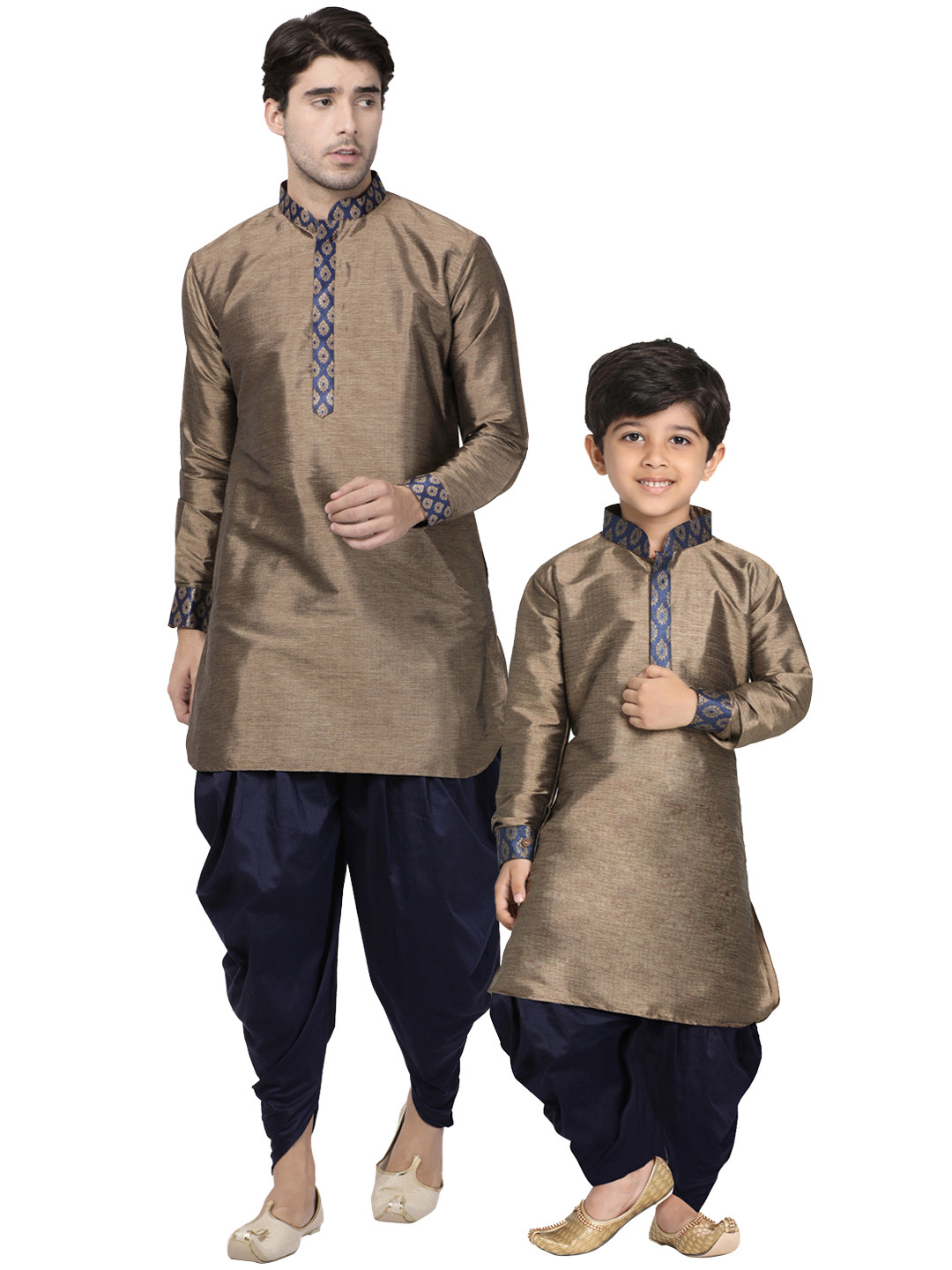 VASTRAMAY Boys Mandarin Collar Ethnic Motifs Yoke Design Regular Pathani Kurta Set