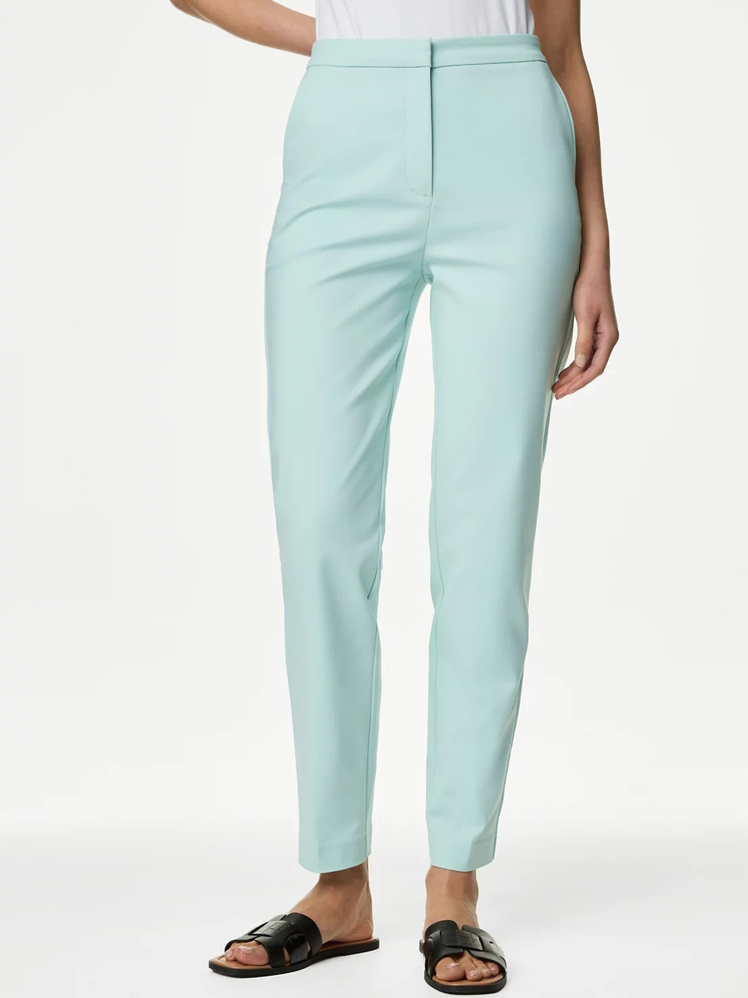 Marks & Spencer Women Slim Fit High-Rise Grazer Trouser