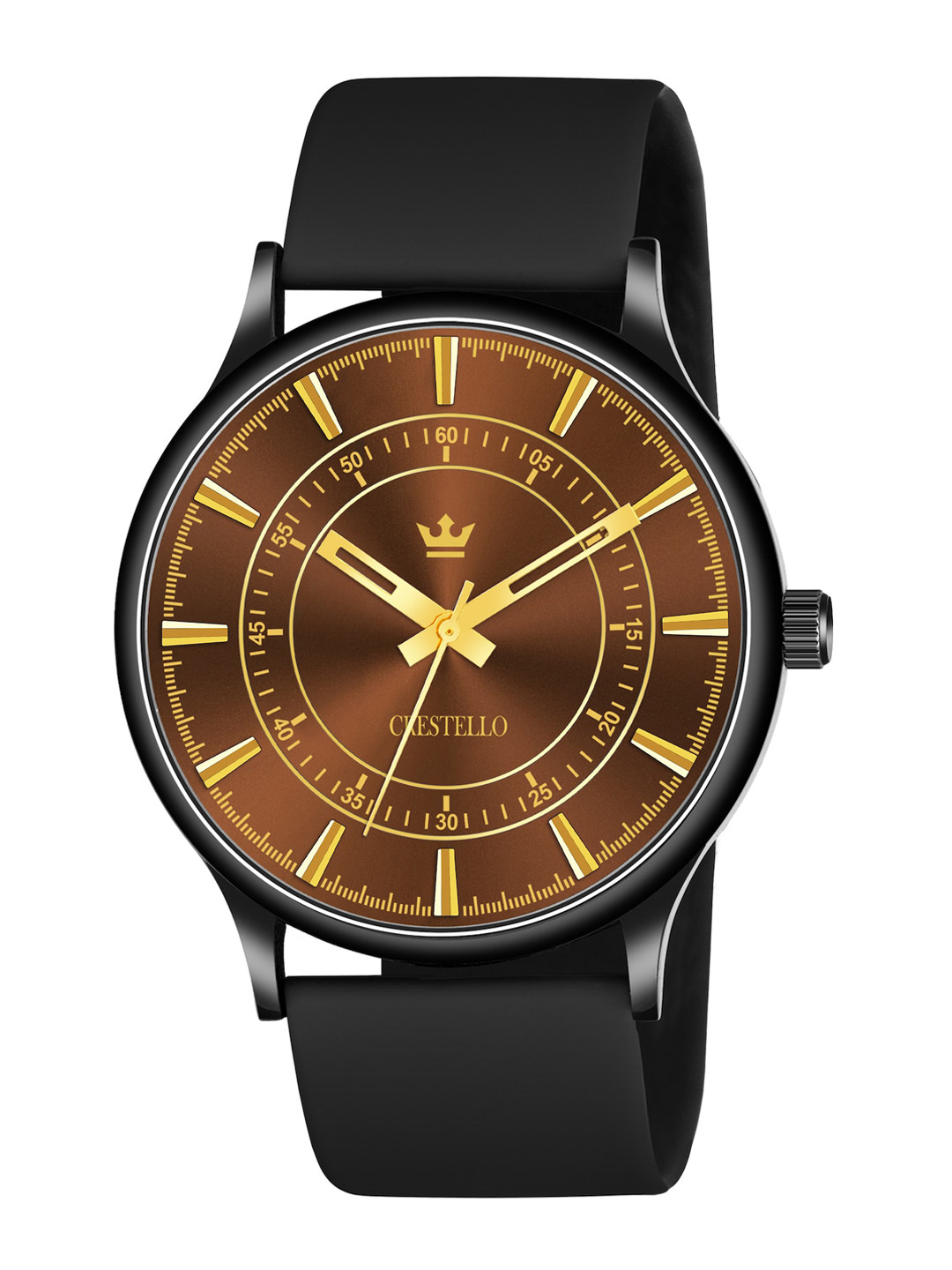 CRESTELLO Men Round Shaped Analogue Watch CR-BK027-BRW-BLK