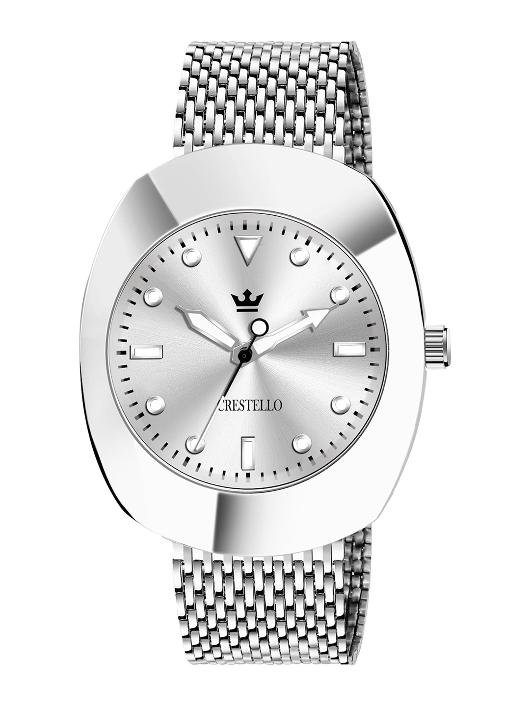 CRESTELLO Men Brass Dial & Straps Analogue Watch CR-RD031-SLV-CH