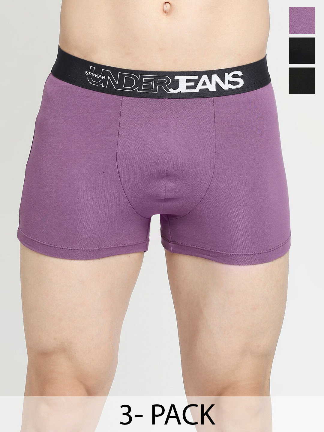 UnderJeans by Spykar Pack Of 3 Mid-Rise Trunk 21703914-1-20715966