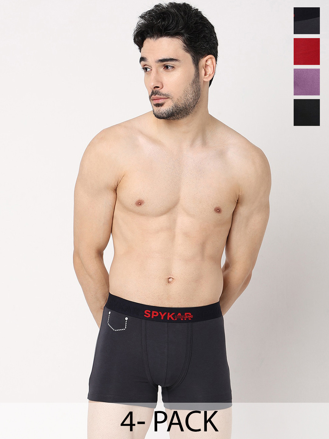 UnderJeans by Spykar Pack Of 4 Mid-Rise Trunk 24831762-1-20715966