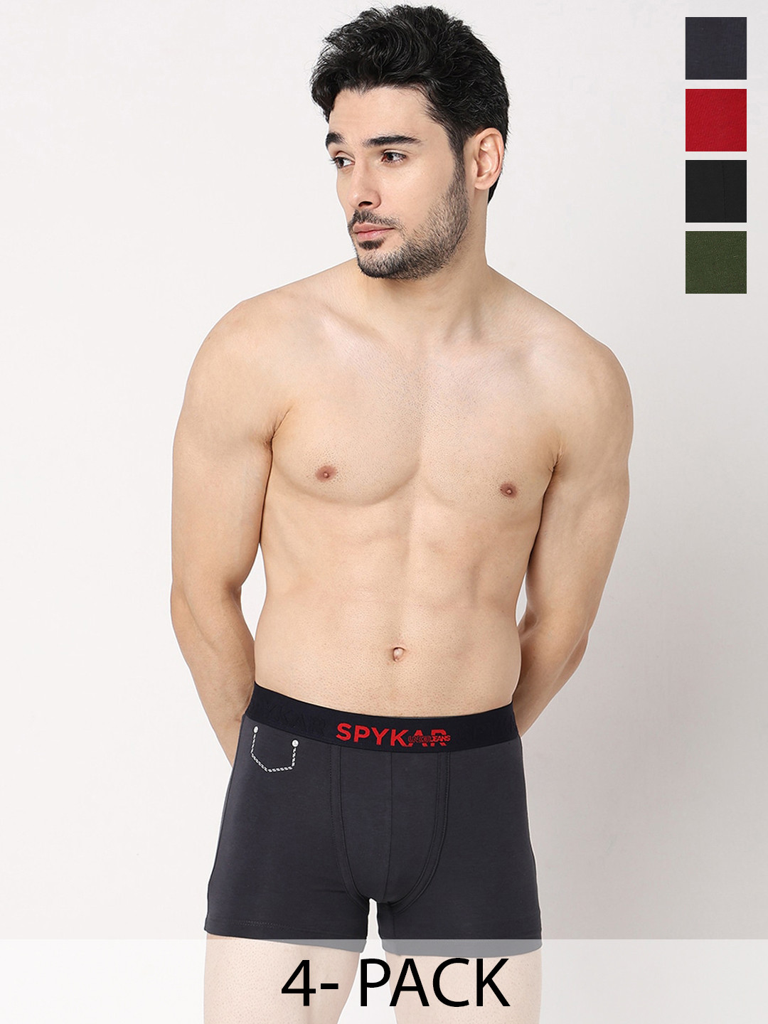 UnderJeans by Spykar Pack Of 4 Mid-Rise Trunk 20721832-1-24831762