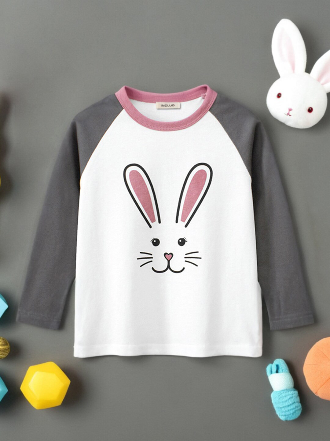 INCLUD Girls Graphic Printed Round Neck Raglan Sleeves T-shirt