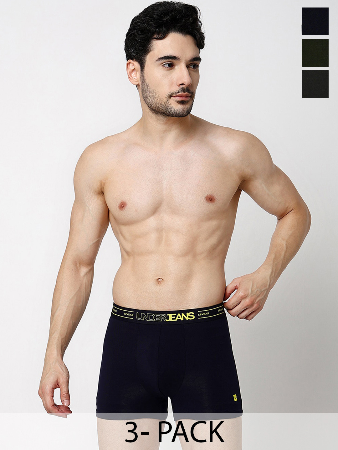 UnderJeans by Spykar Pack Of 3 Mid-Rise Trunk 21703914-1-24488464