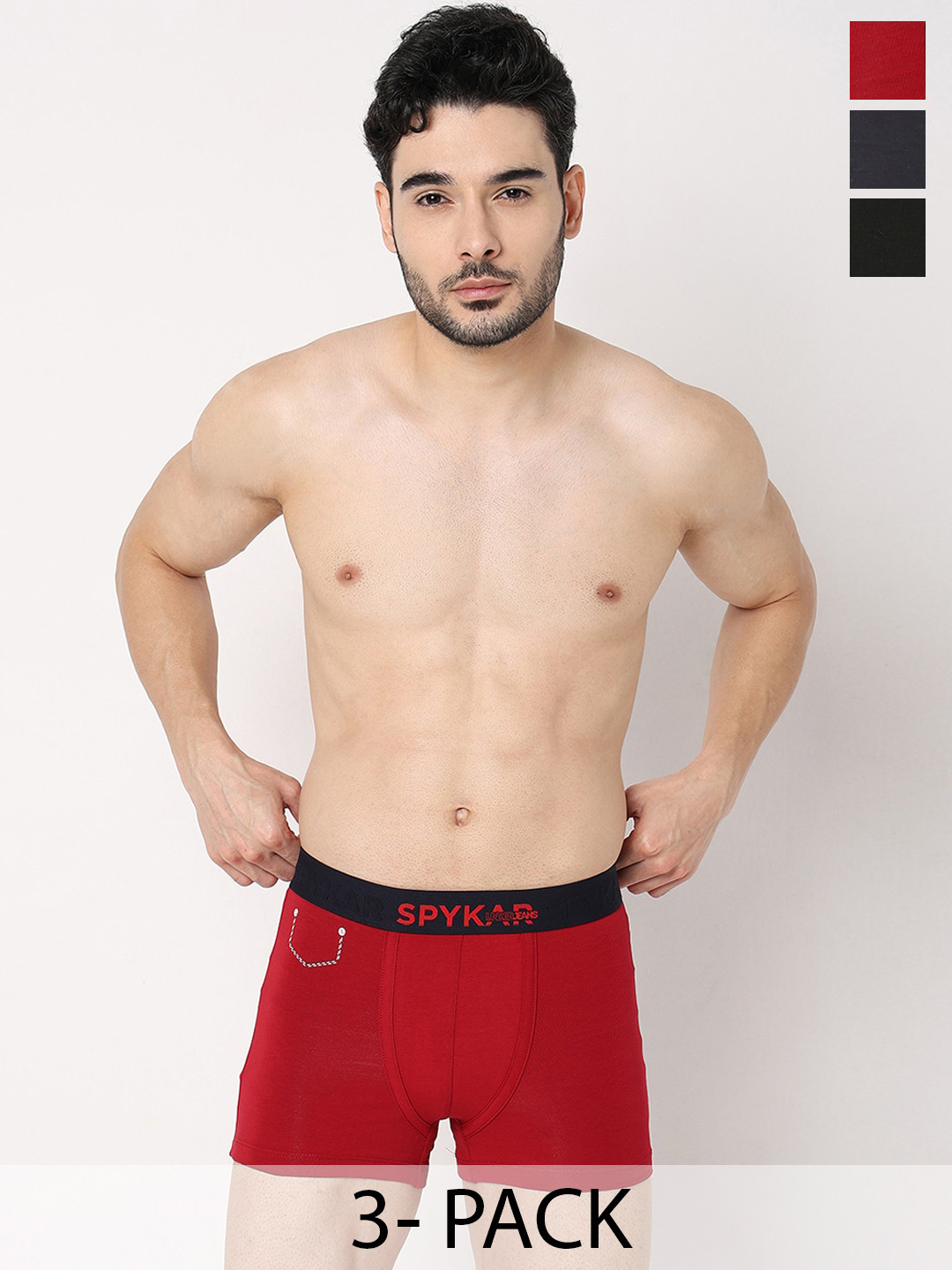 UnderJeans by Spykar Pack Of 3 Mid-Rise Trunk 21703914-1-24831762