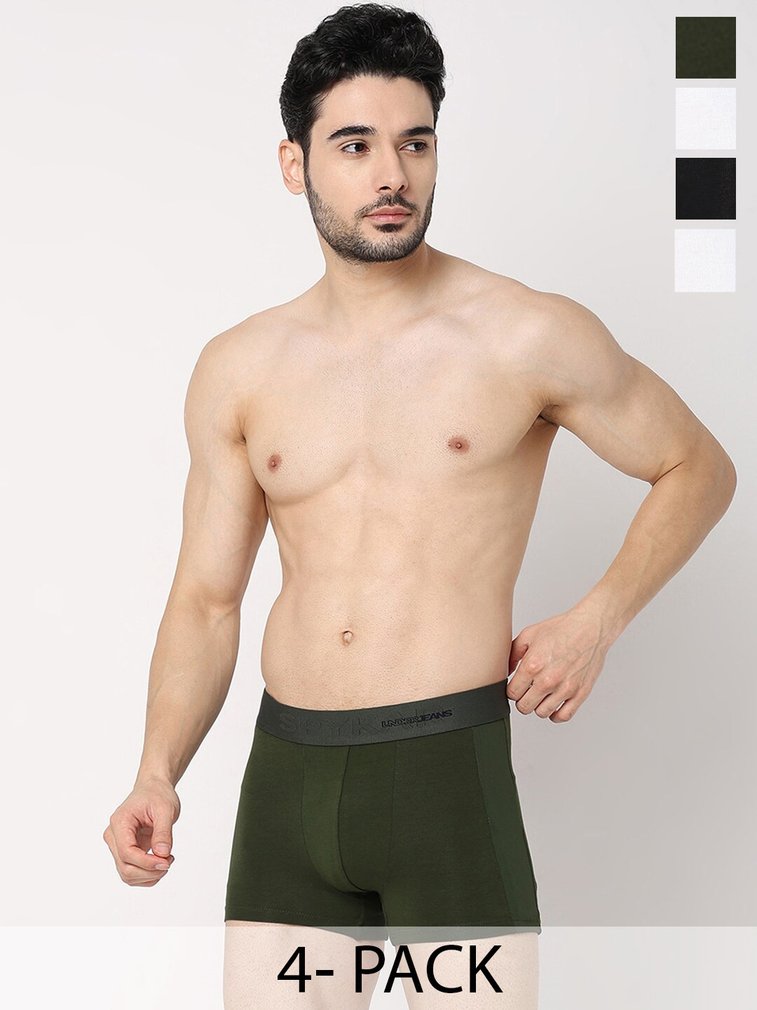 UnderJeans by Spykar Pack of 4 Mid-Rise Trunk 24831766-1-26087132