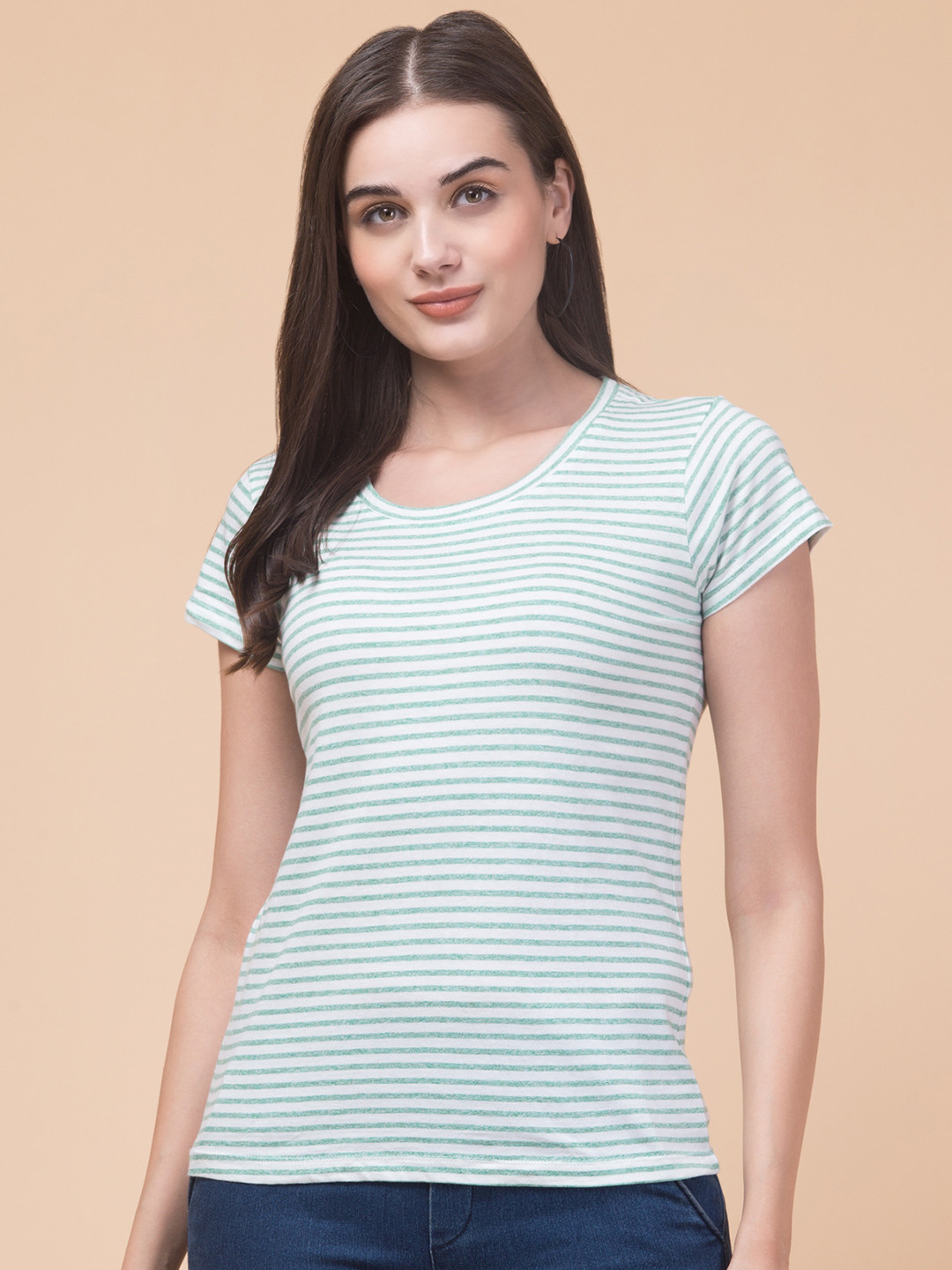 BAESD Striped Round Neck Short Sleeves Casual T-shirt