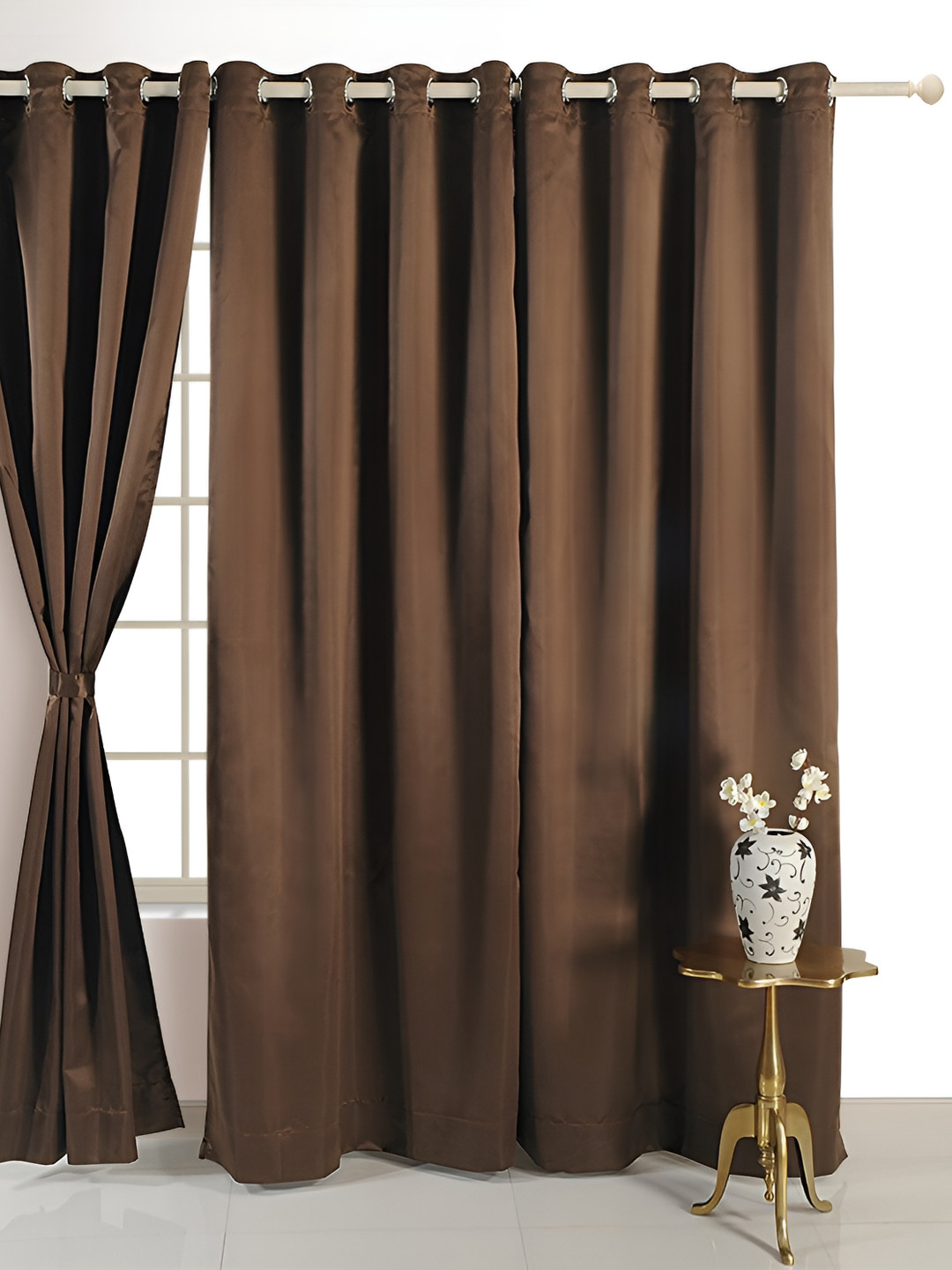 SWAYAM Brown Solid Blackout 250 GSM Window Curtain 5ft