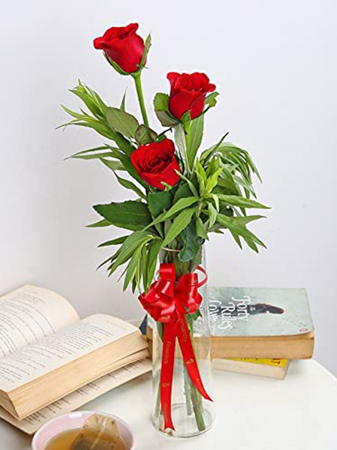 Floweraura 3 Pieces Red Roses Fresh Flowers Bouquet