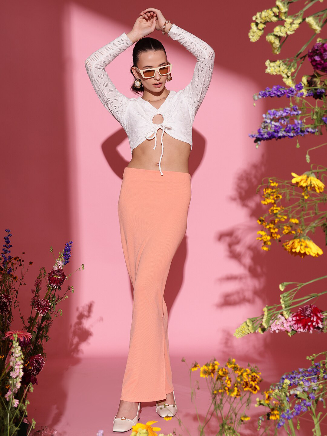 STREET 9 Print Schiffli Blouson Top