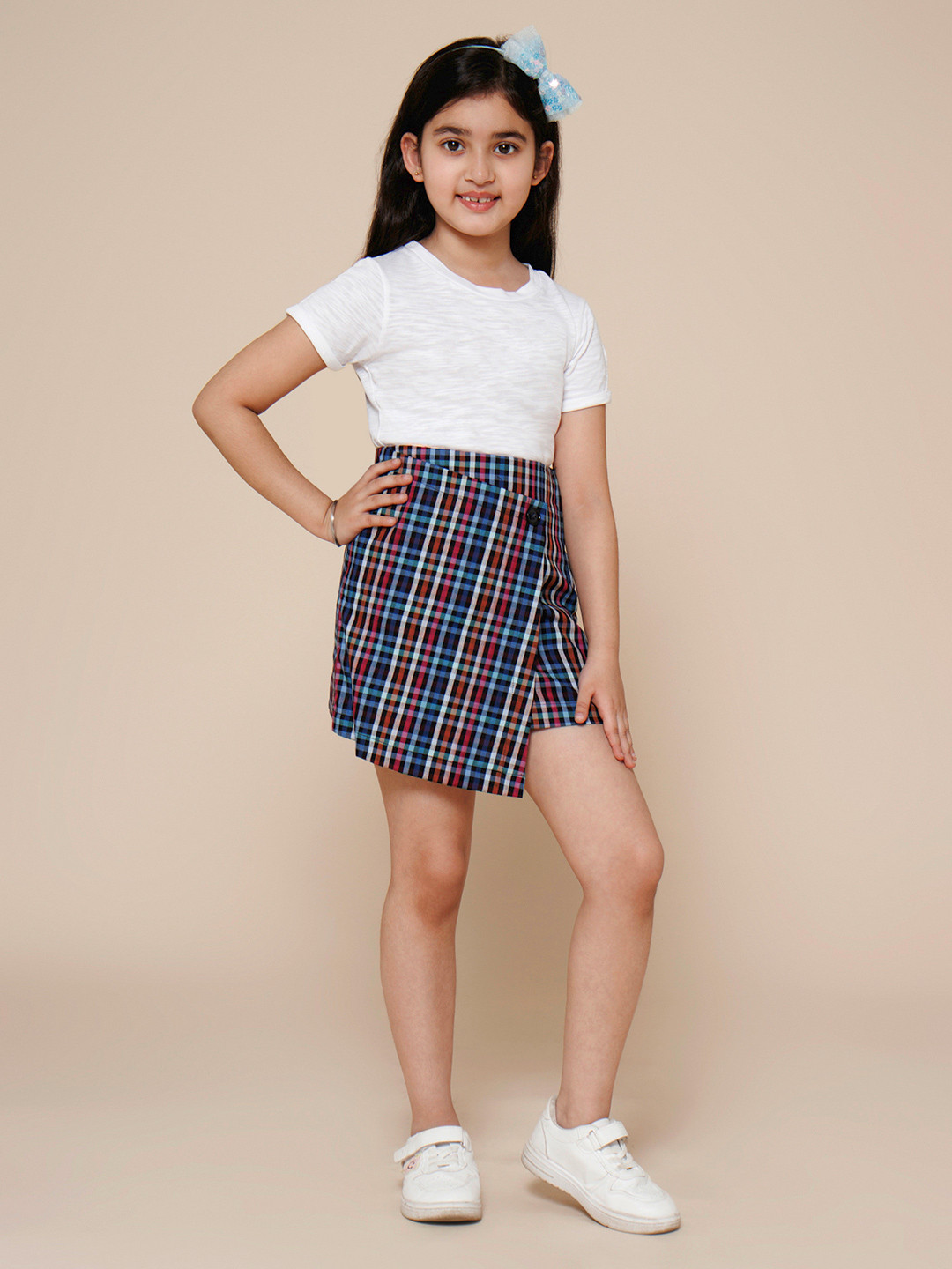 PICCOLO Girls Round Neck Short Sleeves Printed Top with Shorts