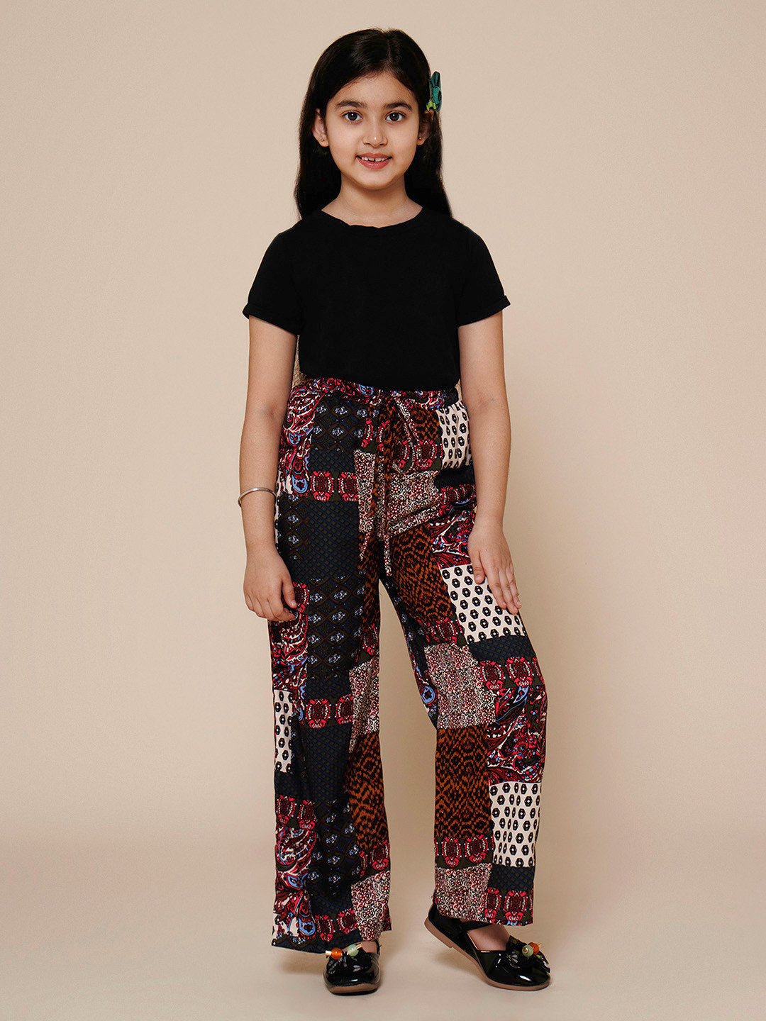 PICCOLO Girls Round Neck Short Sleeves T-shirt with Trousers